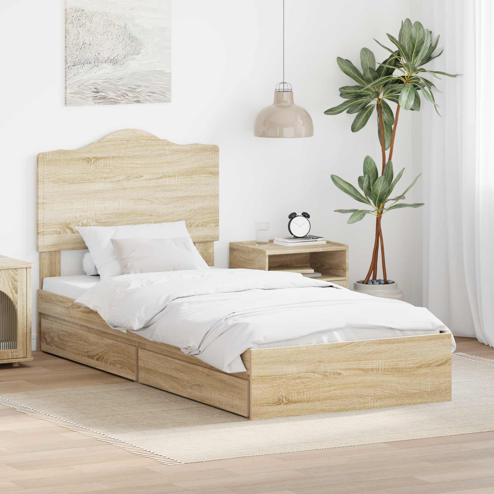 Krevet s od storage Sonoma hrast 90 x 200 cm Konstruirano drvo