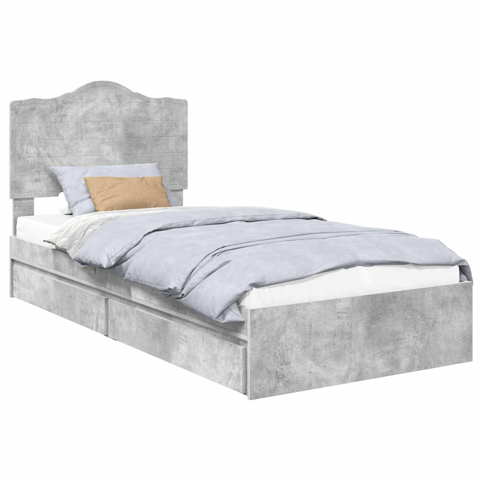 Krevet s od storage Betonski sivi 90 x 190 cm Konstruirano drvo
