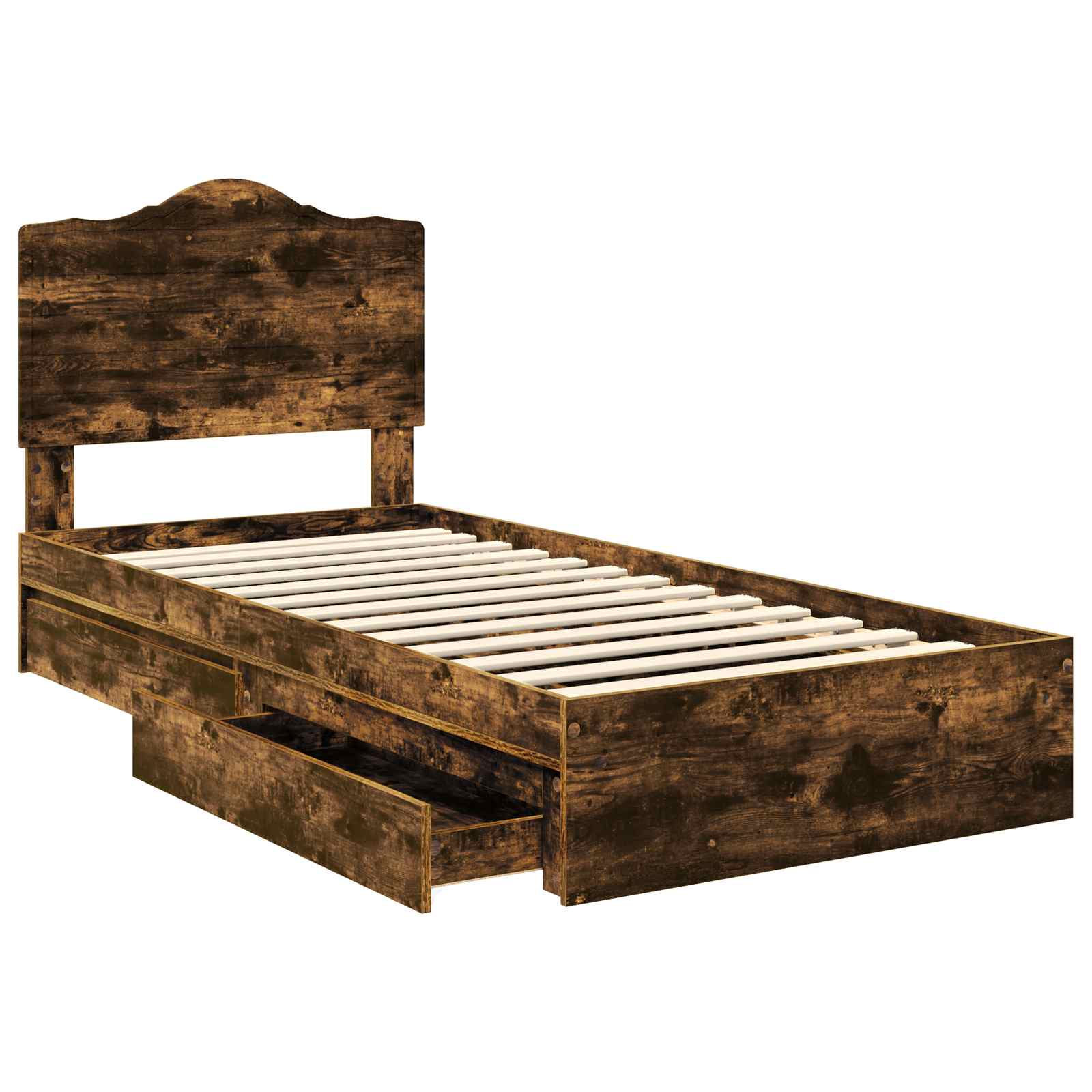 Krevet s od storage s ladicama Dimljeni hrast 70 x 190 cm