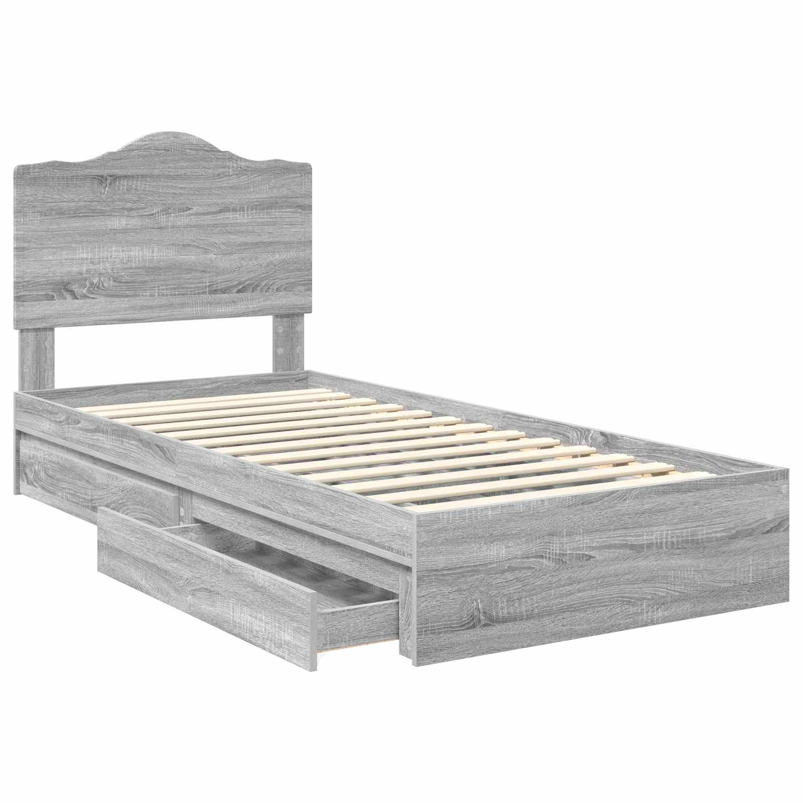 Krevet s od storage Siva Sonoma 70 x 190 cm Konstruirano drvo