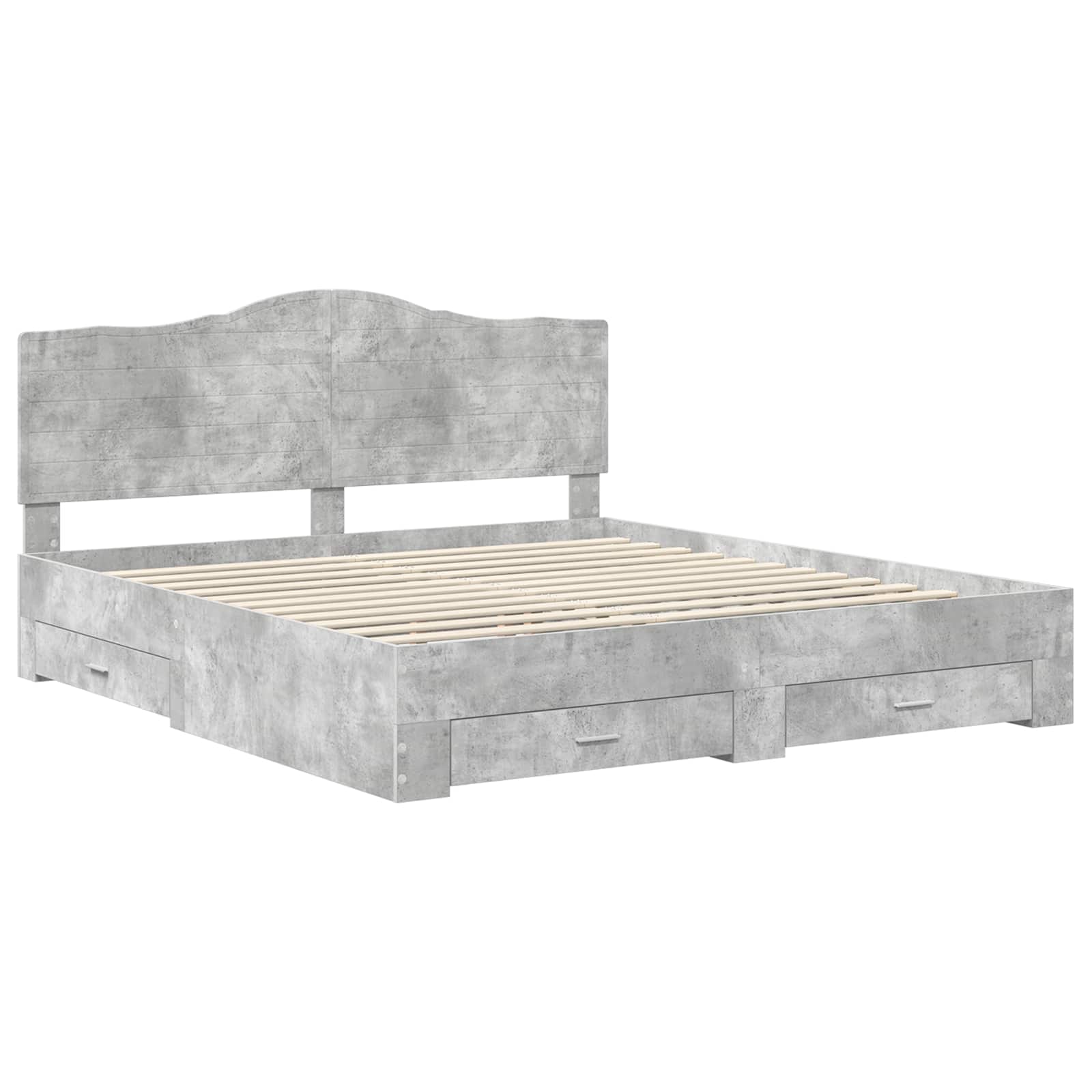 Krevetna konstrukcija s uzglavljem Betonski sivi 200 x 200 cm