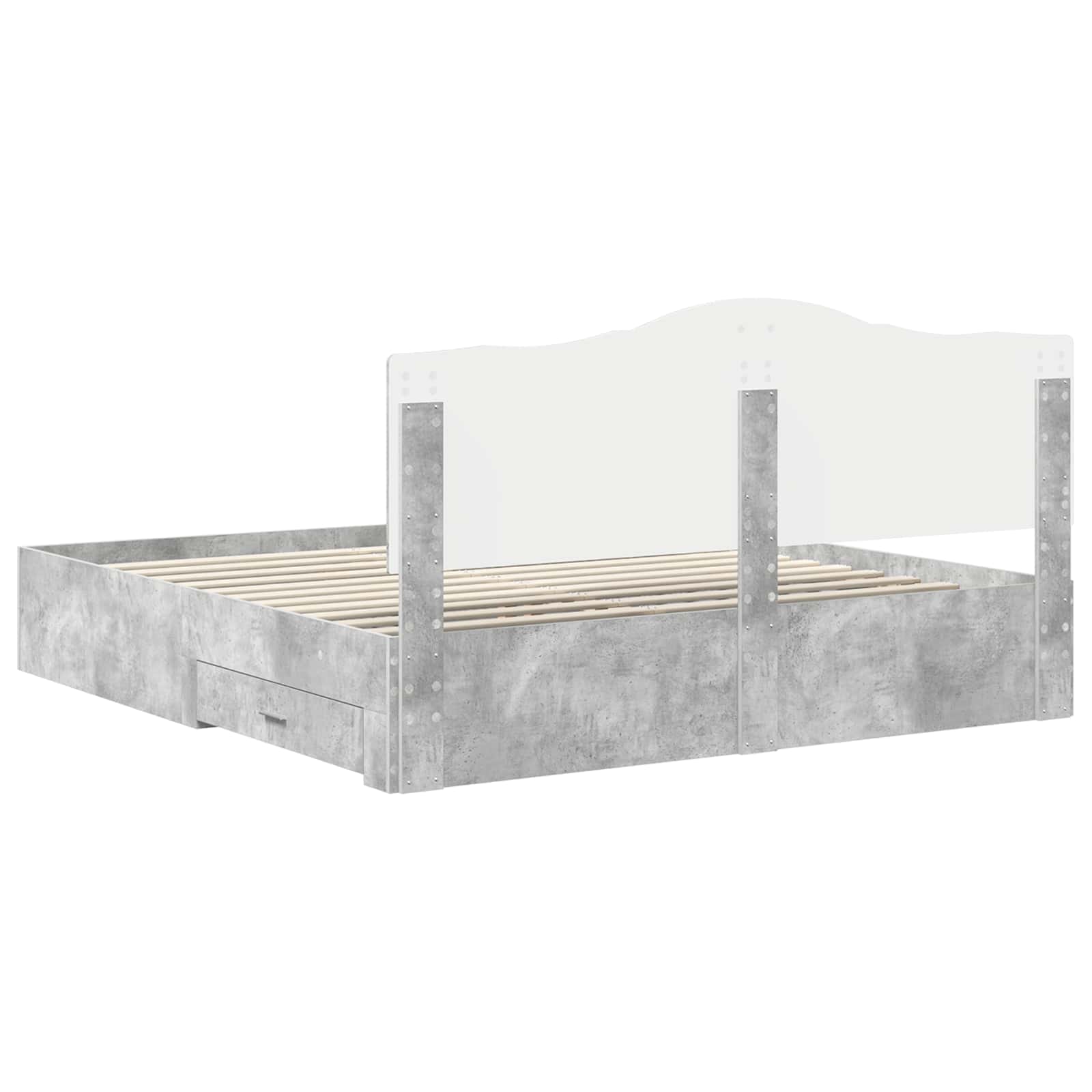 Krevetna konstrukcija s uzglavljem Betonski sivi 200 x 200 cm