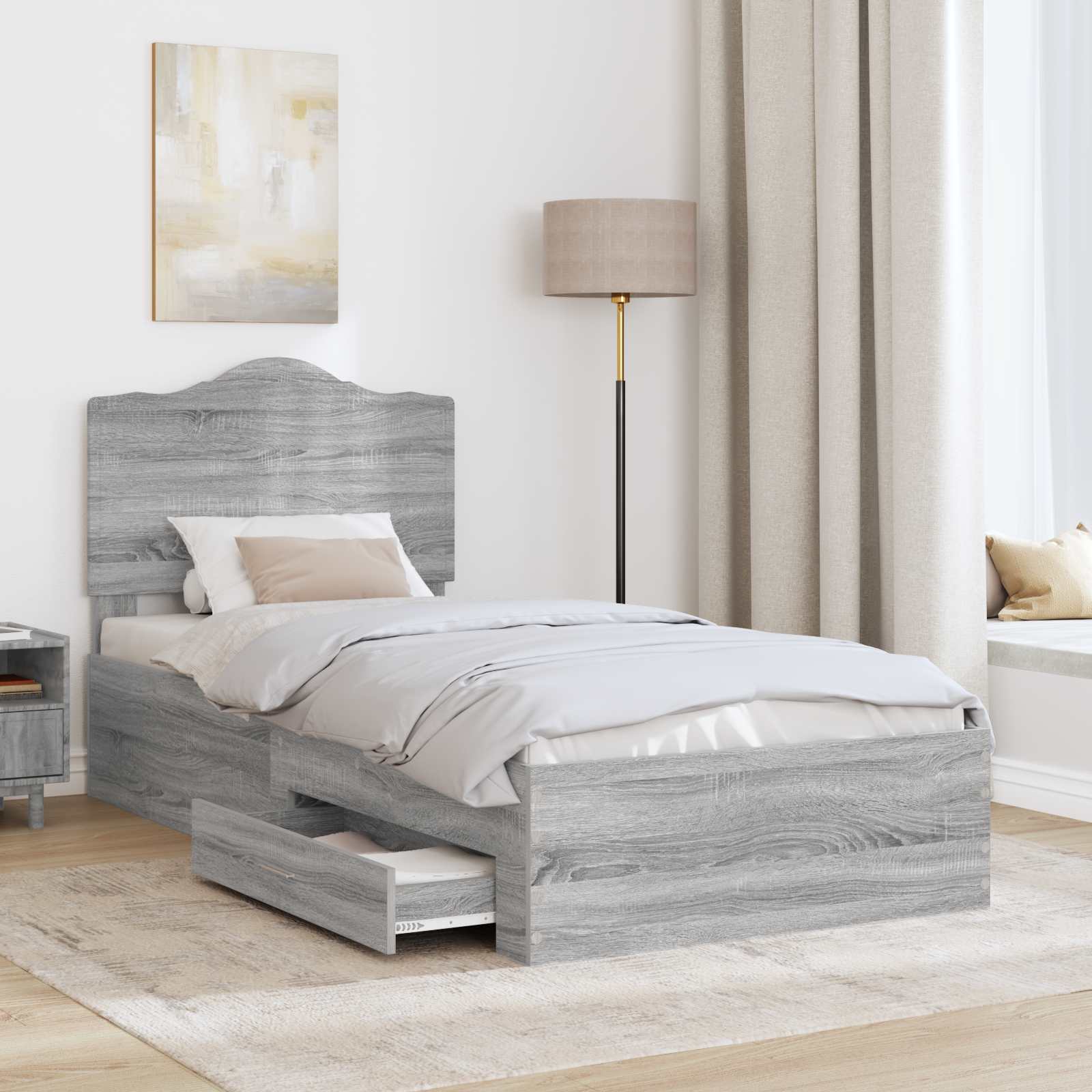 Krevetna konstrukcija Siva Sonoma 90 x 200 cm Konstruirano drvo