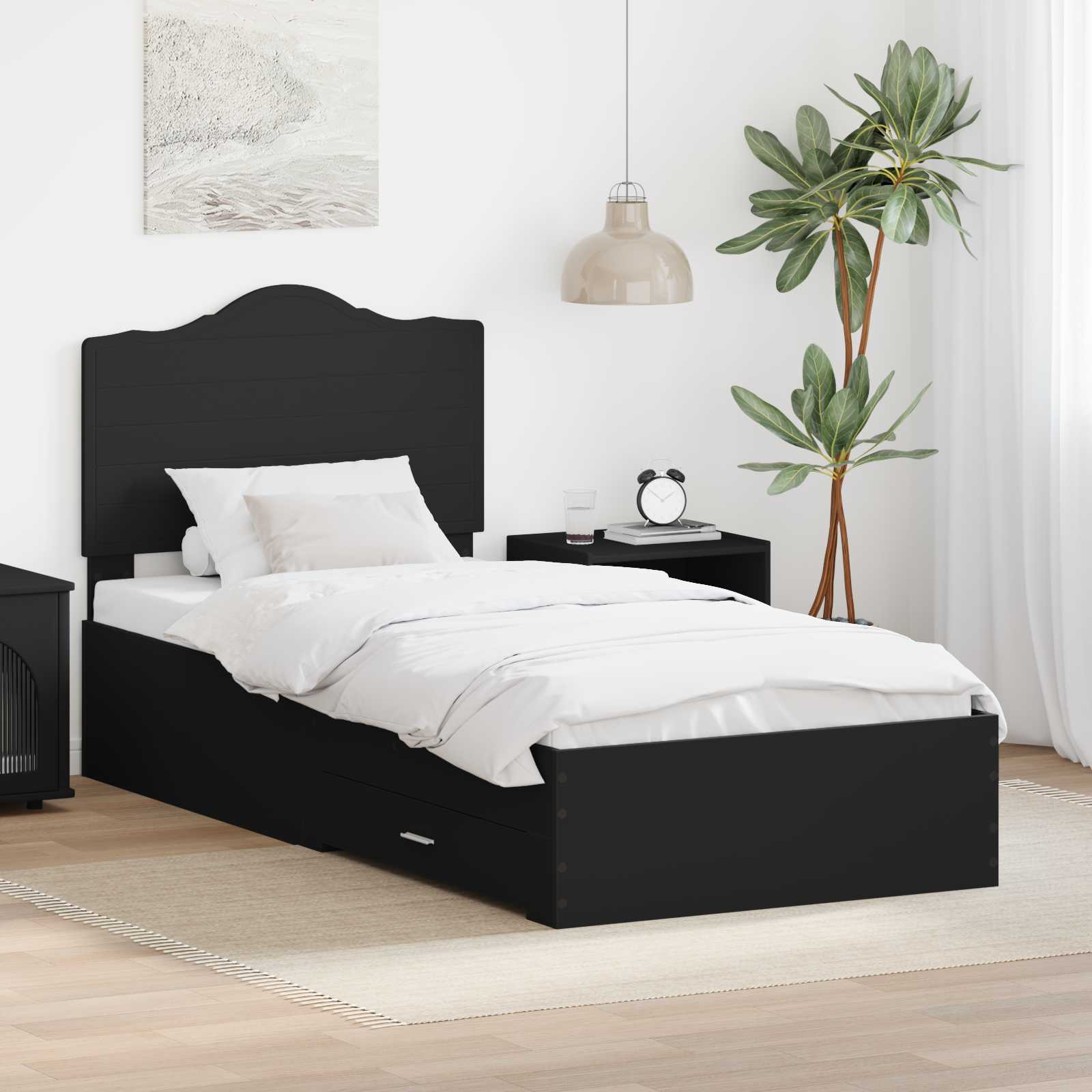 Krevetna konstrukcija Crna 70 x 190 cm Konstruirano drvo