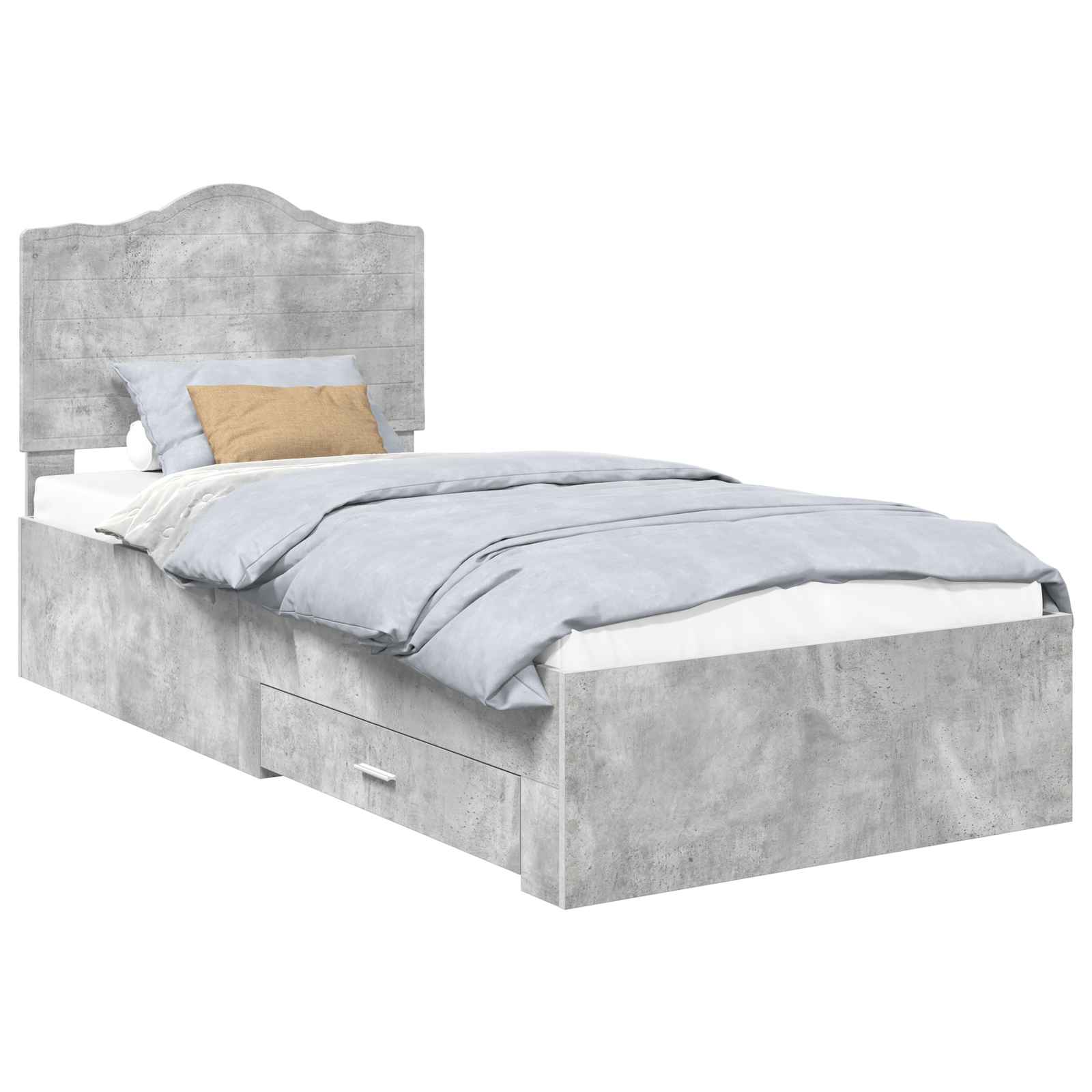 Krevetna konstrukcija s uzglavljem Betonski sivi 70 x 190 cm