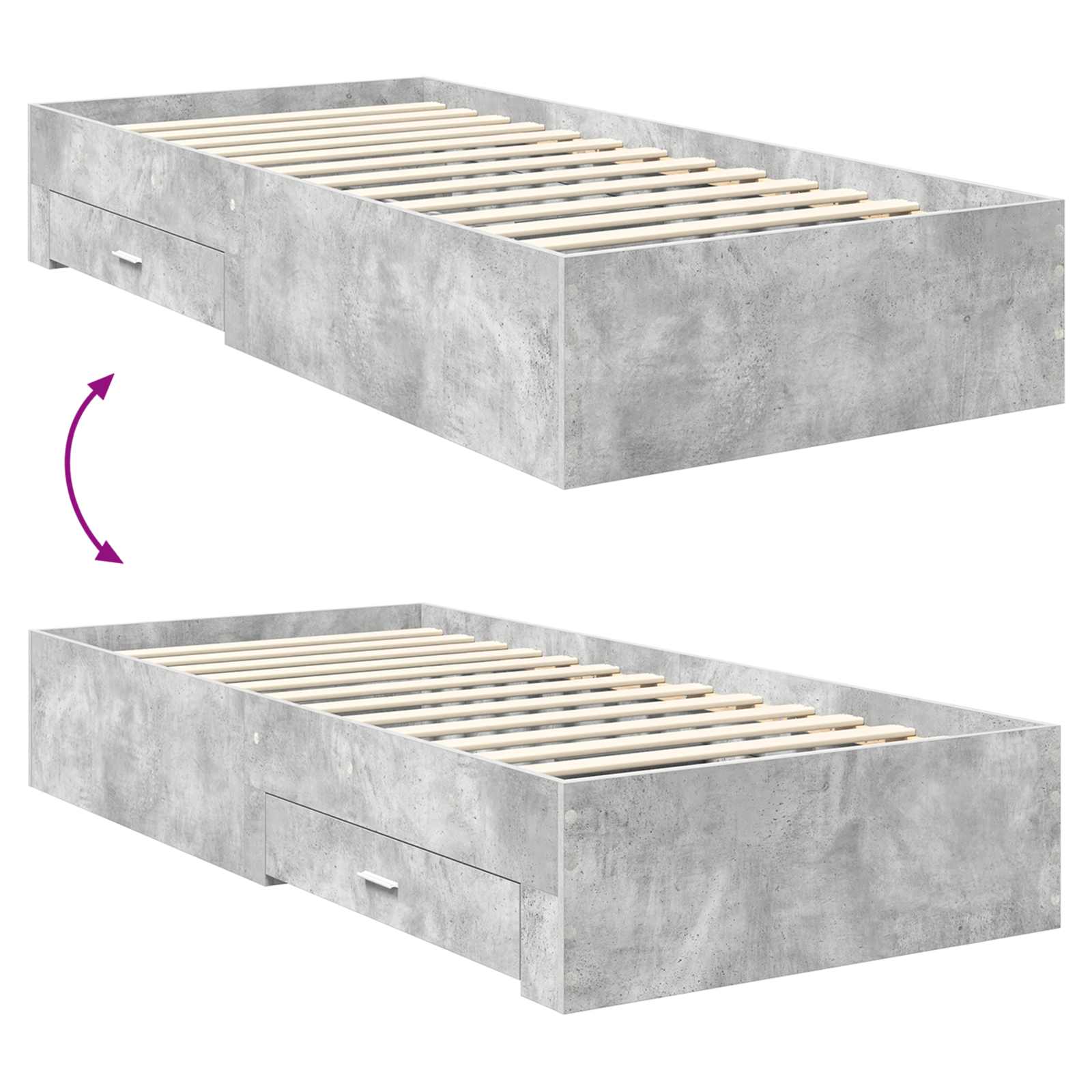 Krevetna konstrukcija s uzglavljem Betonski sivi 70 x 190 cm