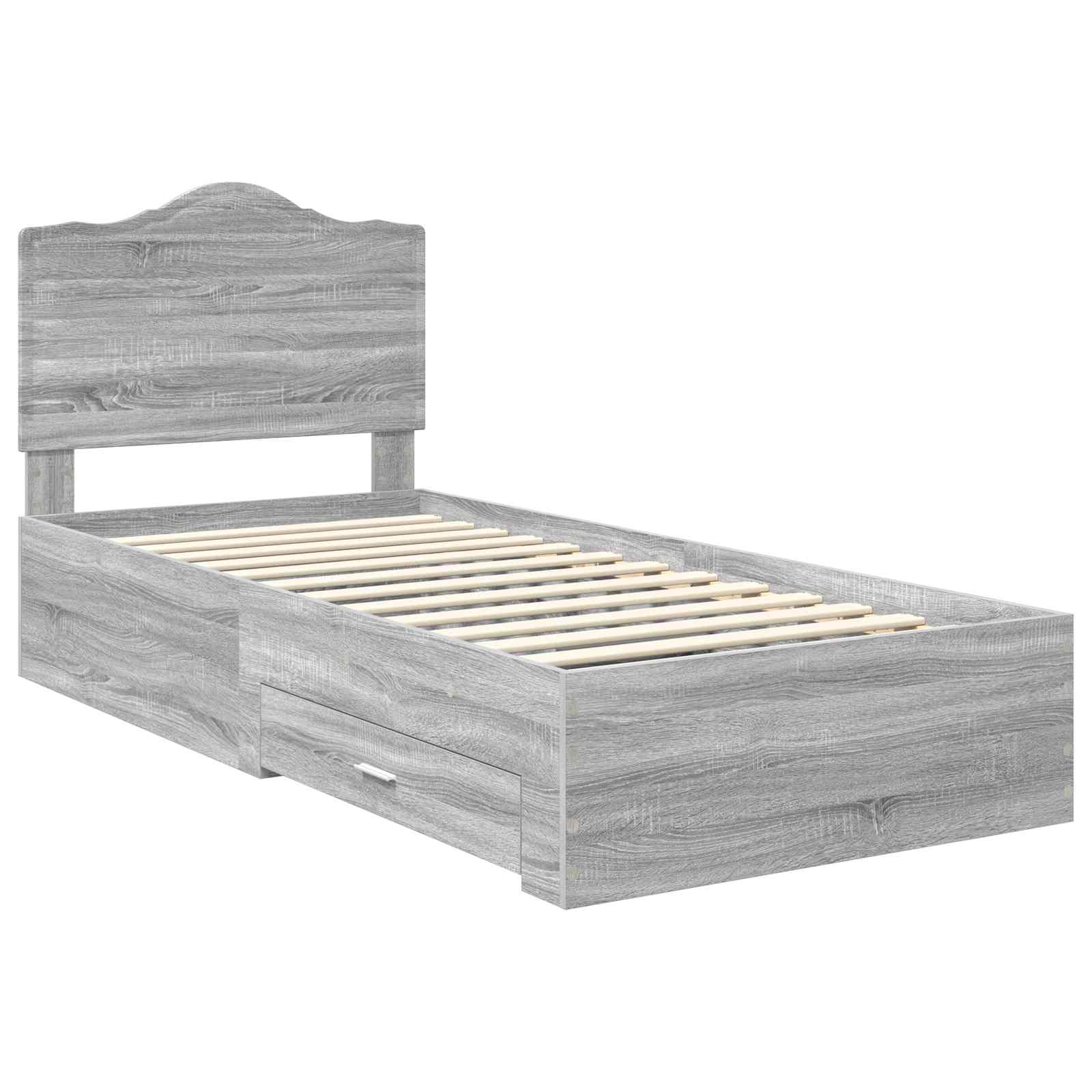 Krevetna konstrukcija Siva Sonoma 75 x 190 cm Konstruirano drvo