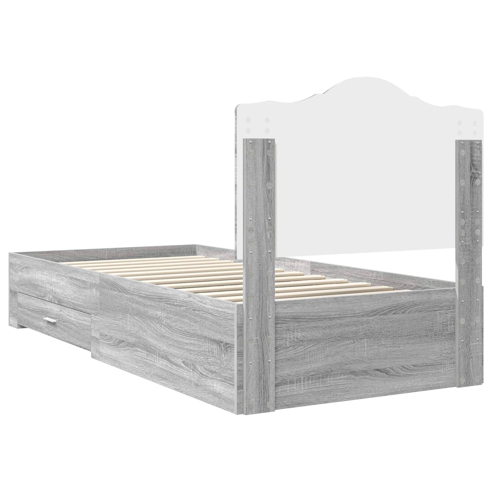 Krevetna konstrukcija Siva Sonoma 75 x 190 cm Konstruirano drvo