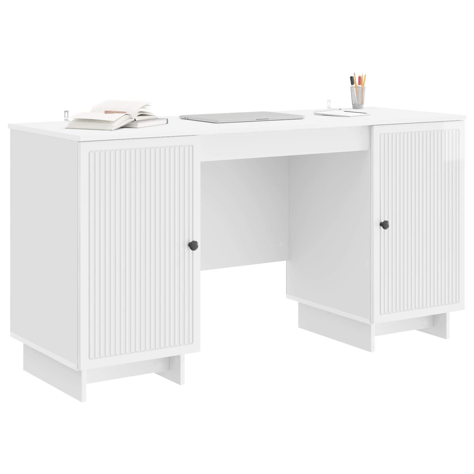Stol Bijela visokog sjaja Konstruirano drvo 142,5 x 50 x 75 cm