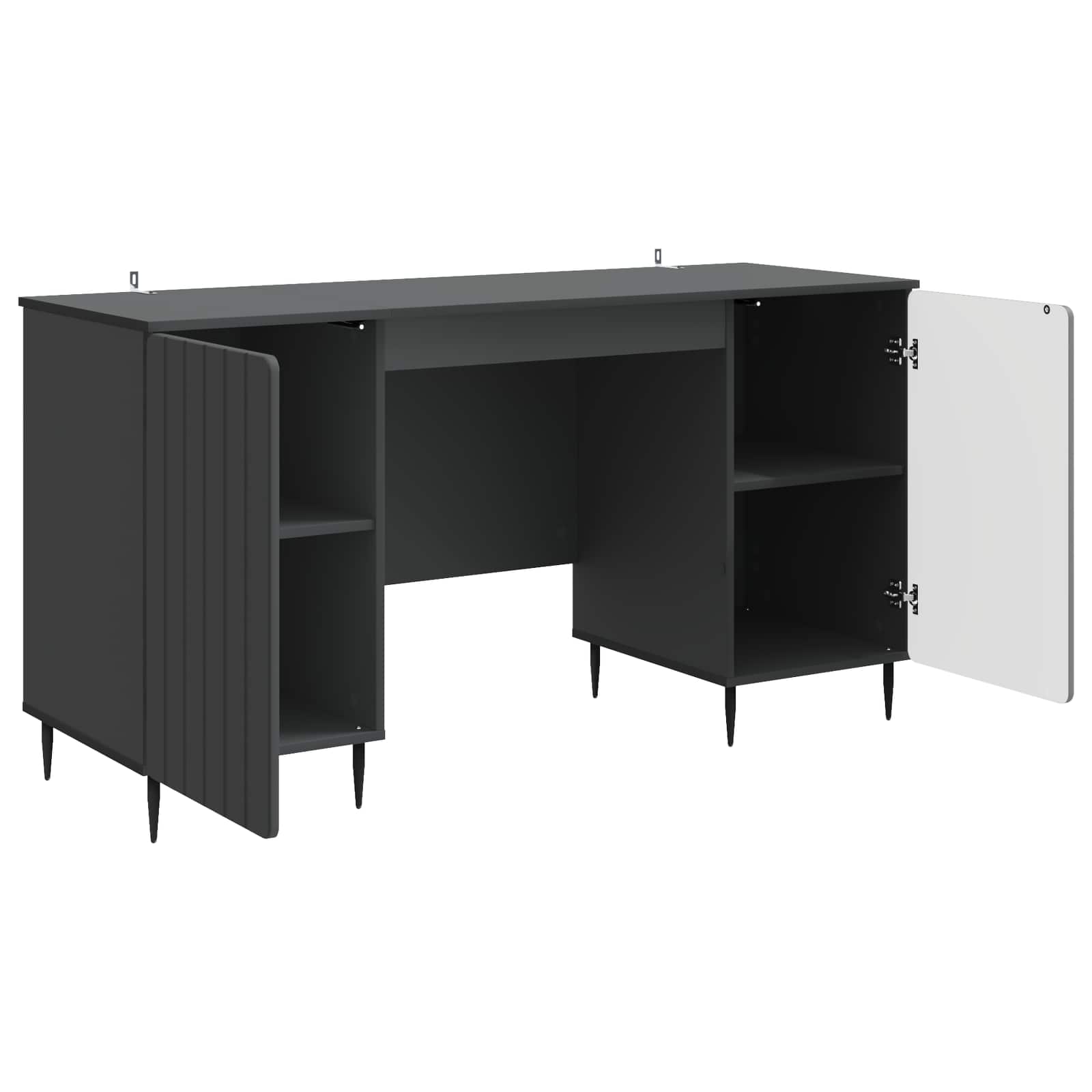Stol s policom Crna 142,5 x 50 x 75 cm Konstruirano drvo