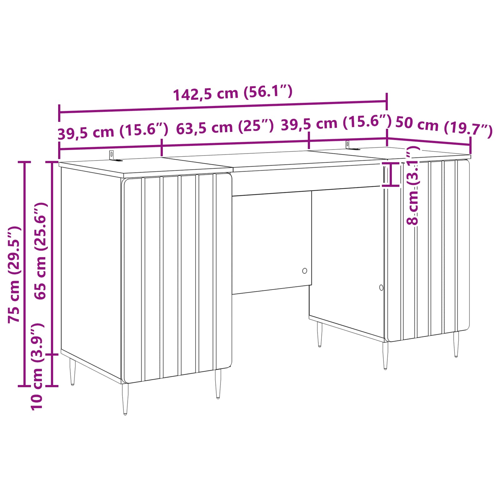 Stol s policom Crna 142,5 x 50 x 75 cm Konstruirano drvo