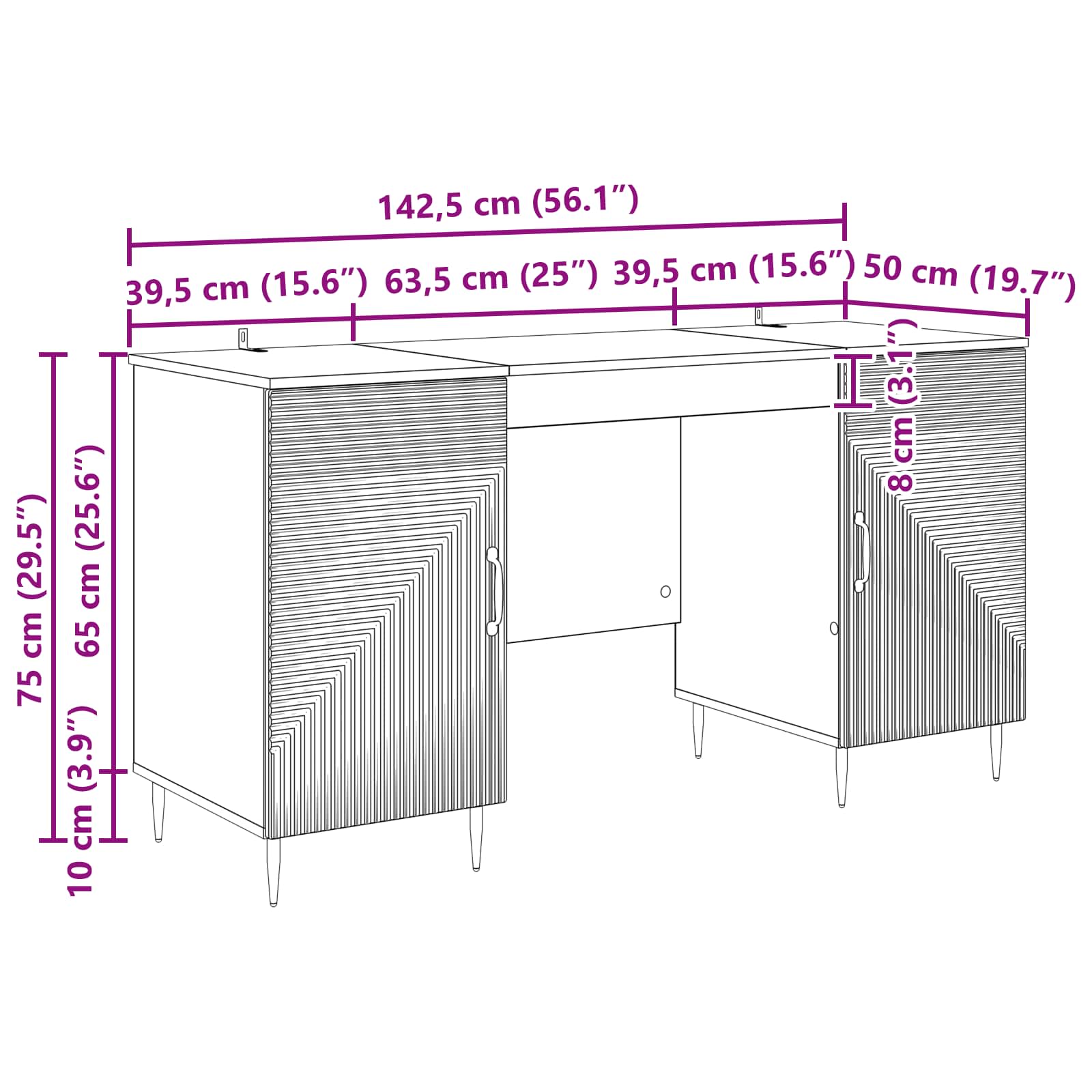 Stol Bijela visokog sjaja 142,5 x 50 x 75 cm Konstruirano drvo