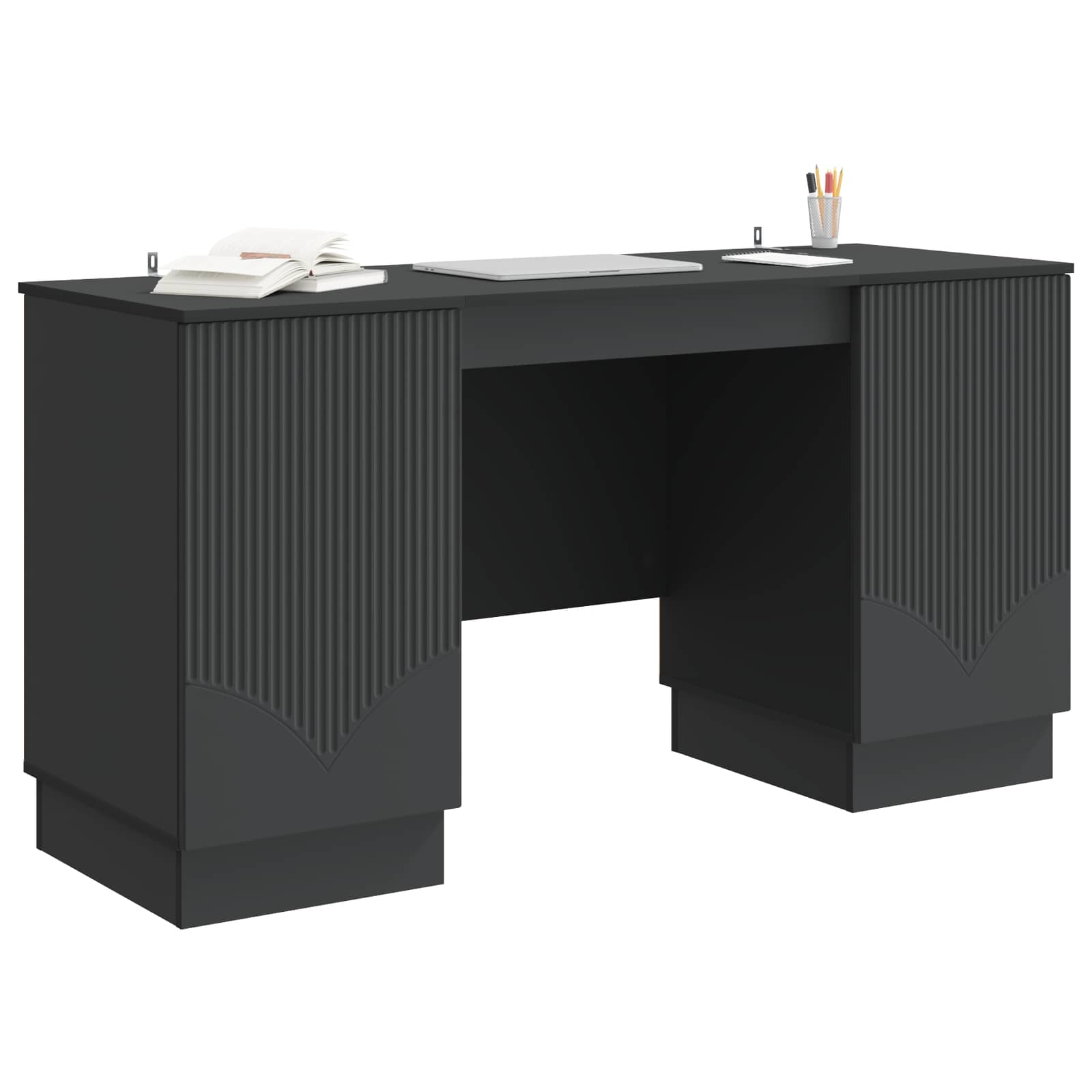 Stol s policom Crna 142,5 x 50 x 75 cm Konstruirano drvo