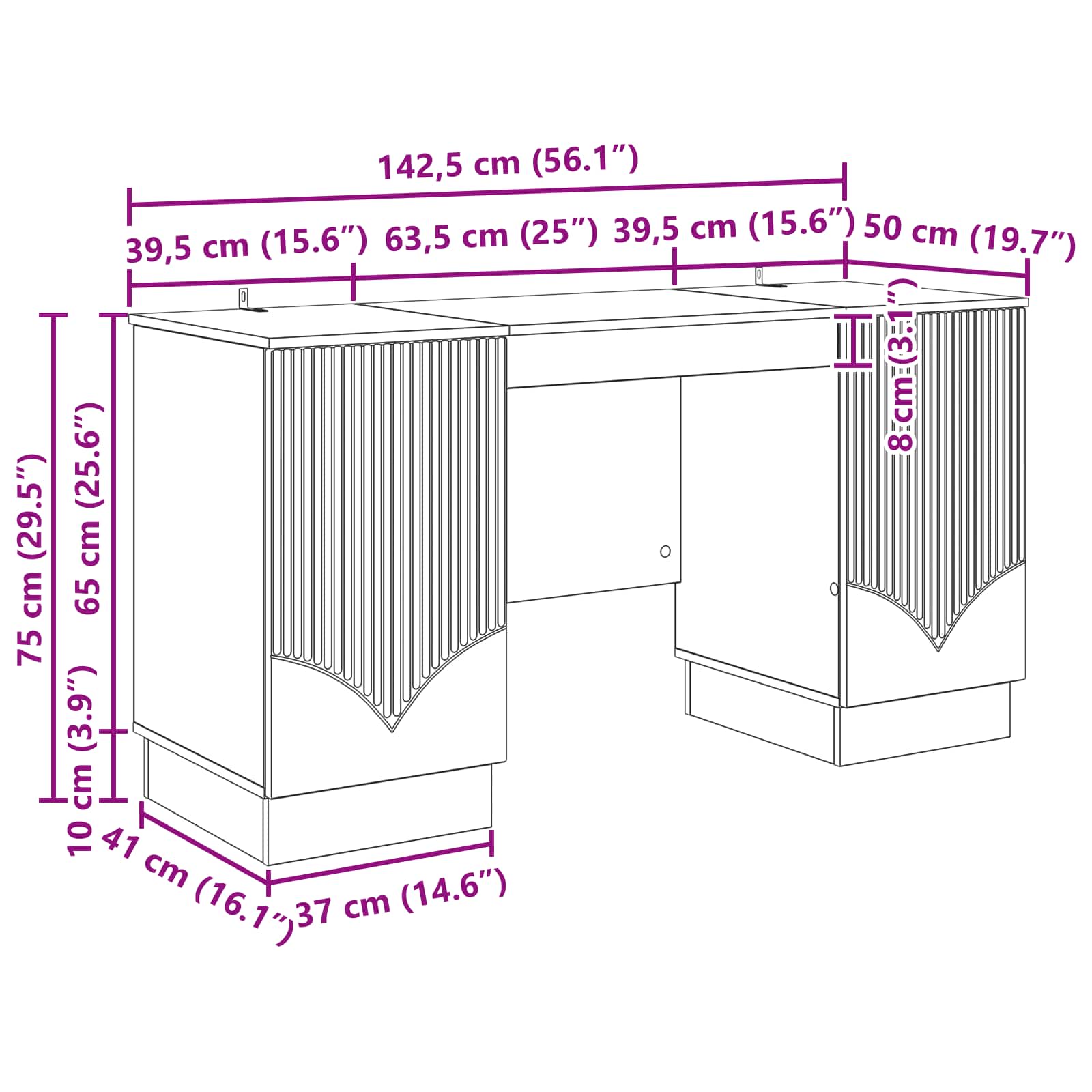 Stol Bijela visokog sjaja 142,5 x 50 x 75 cm Konstruirano drvo