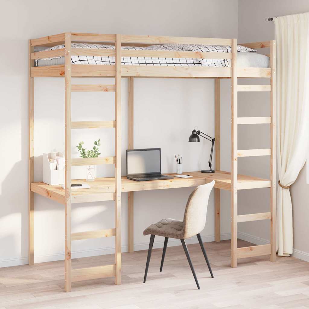 Krevet na kat Prirodna 90 x 190 cm Čvrsto borovo drvo