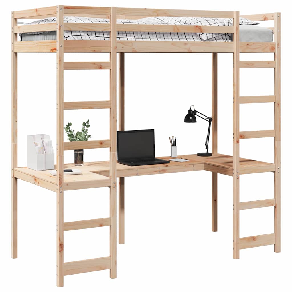 Krevet na kat Prirodna 75 x 190 cm Čvrsto borovo drvo