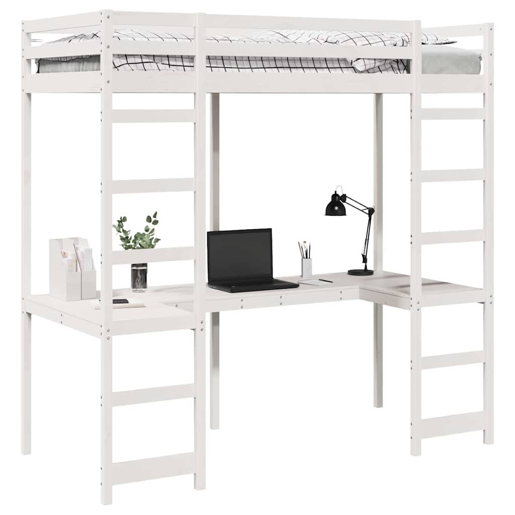 Krevet na kat Bijelo 75 x 190 cm Čvrsto borovo drvo