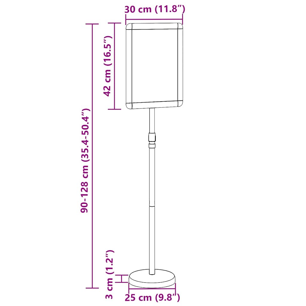 Stalci za sajmove Crna 30 x 25 x 128 cm Aluminij