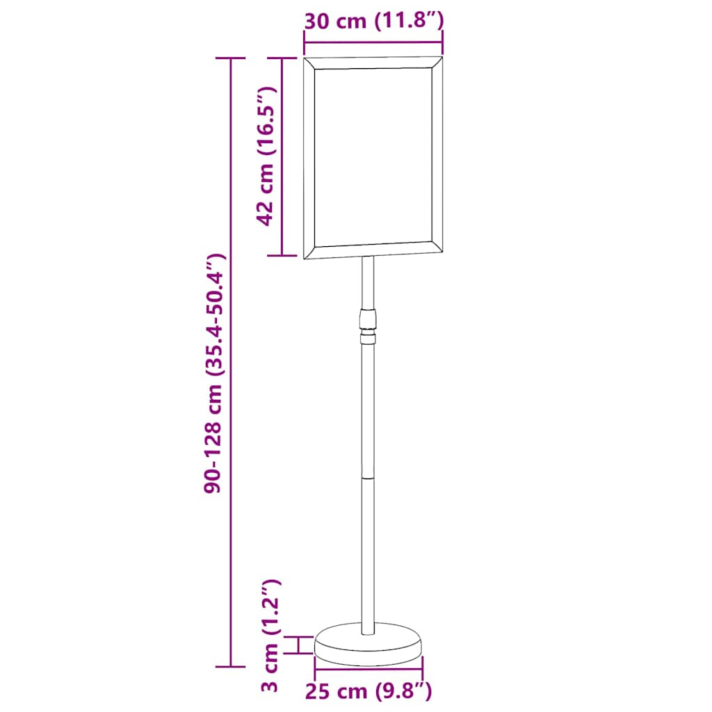 Stalci za sajmove Srebrno 30 x 25 x 128 cm Aluminij