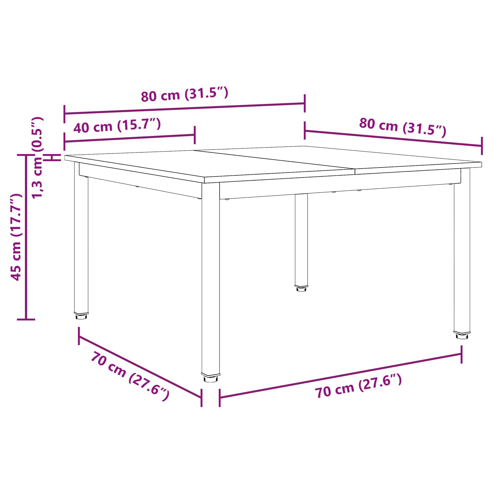 Kava Stol Prirodna 80 x 80 x 45 cm Čvrsto borovo drvo