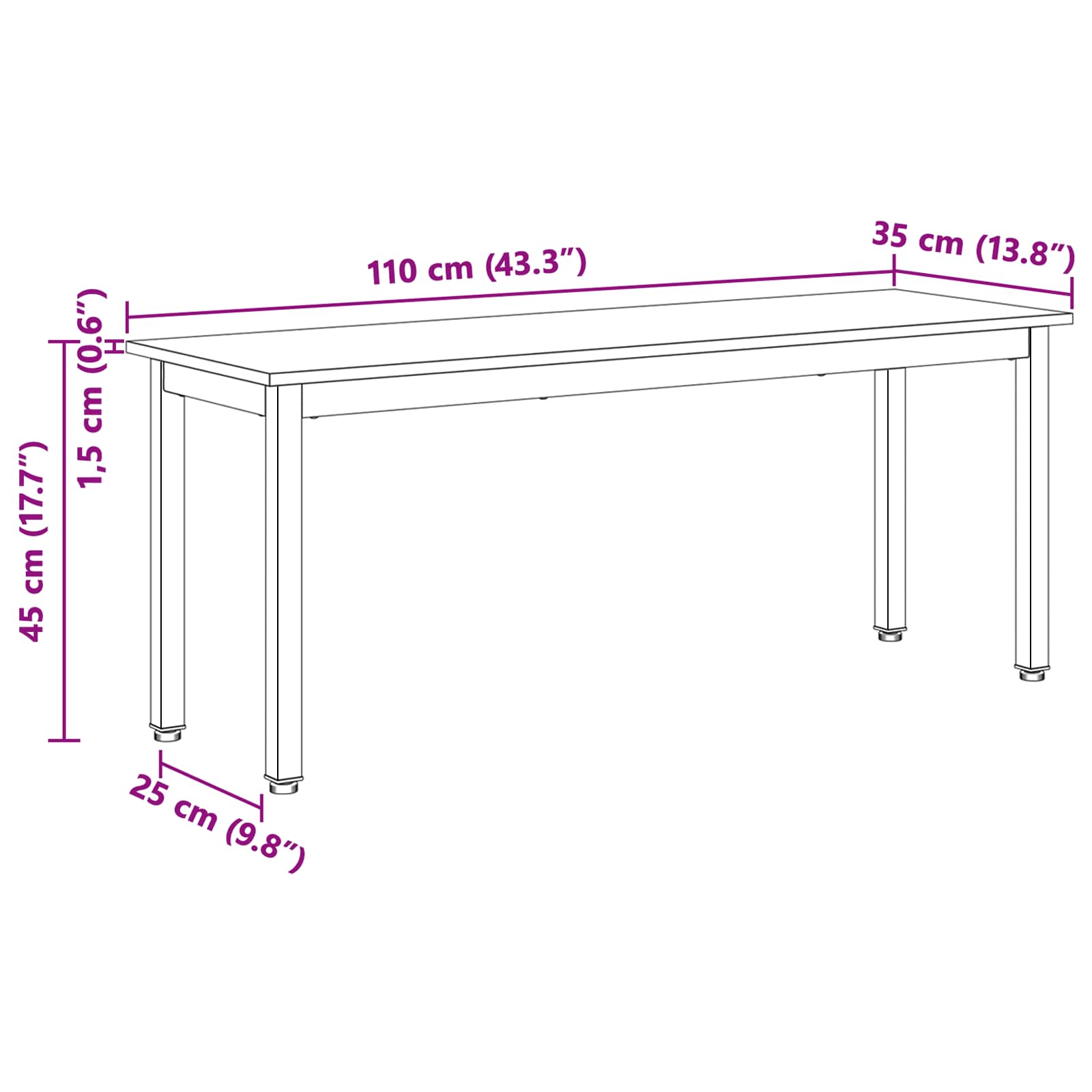 klupa Prirodna 110 x 35 x 45 cm Čvrsto borovo drvo