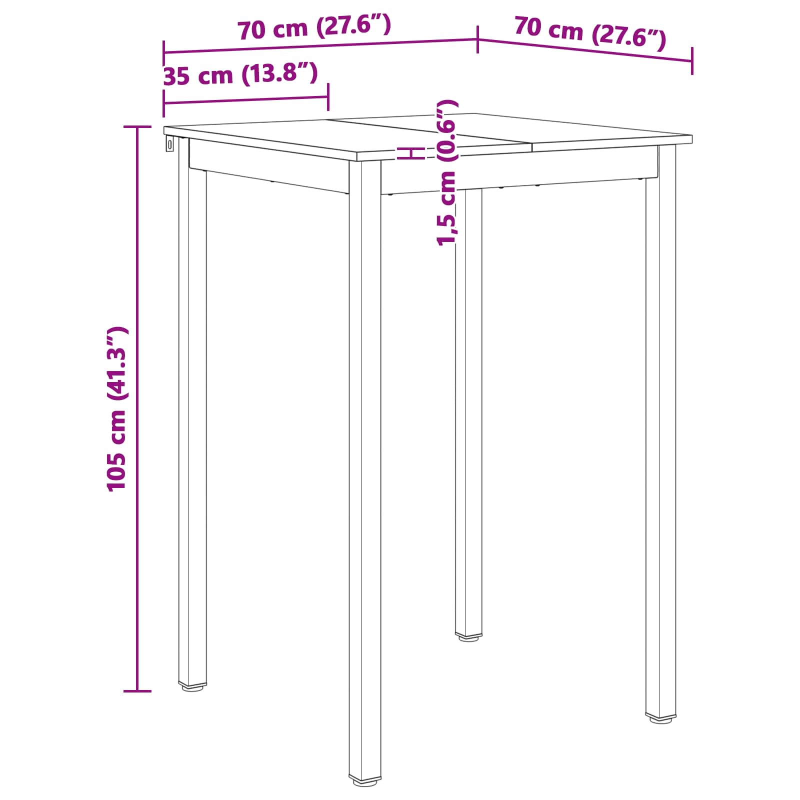 Stol za bar Prirodna 70 x 70 x 105 cm Čvrsto borovo drvo