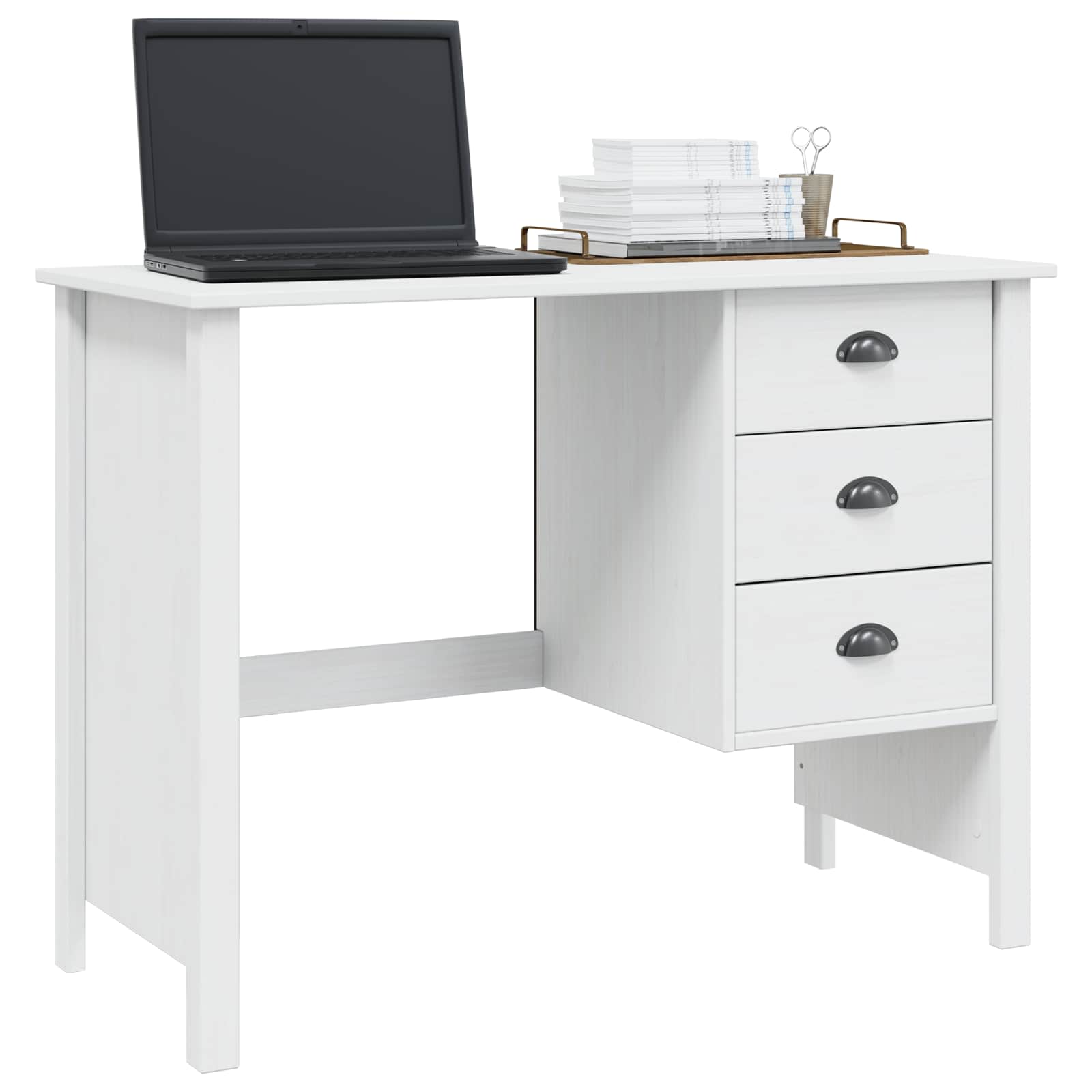 Stol s ladicama HILL Bijelo 100 x 45 x 74 cm Masivna borovina
