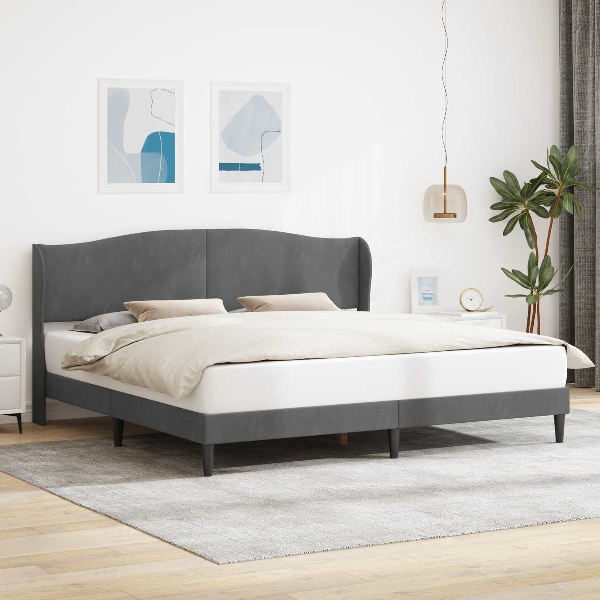 Krevetna konstrukcija Tamnosiva 180 x 200 cm Baršun