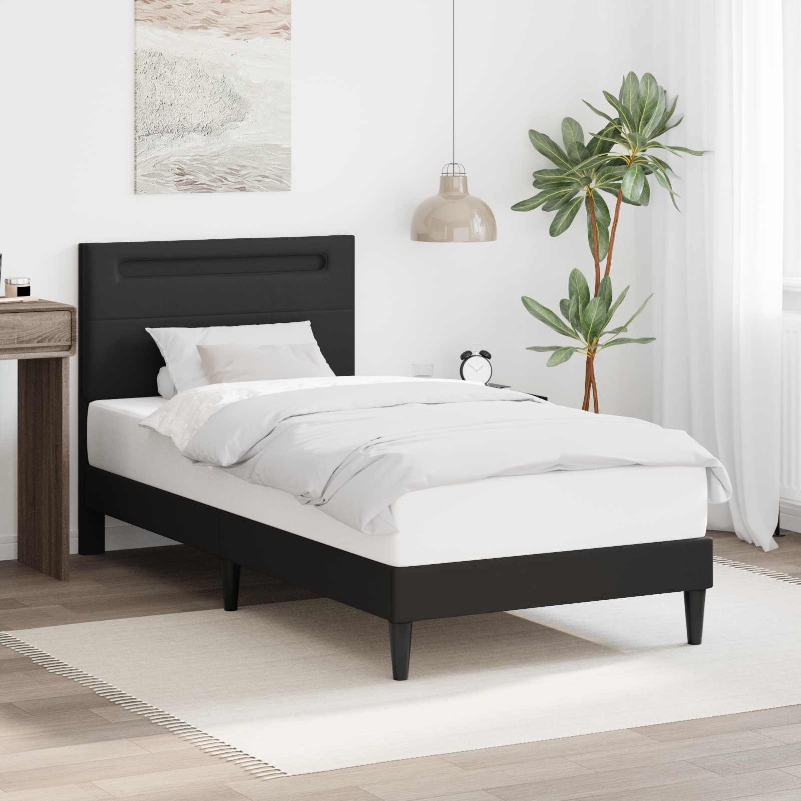 Krevetna konstrukcija Crna 90 x 190 cm Umjetna koža