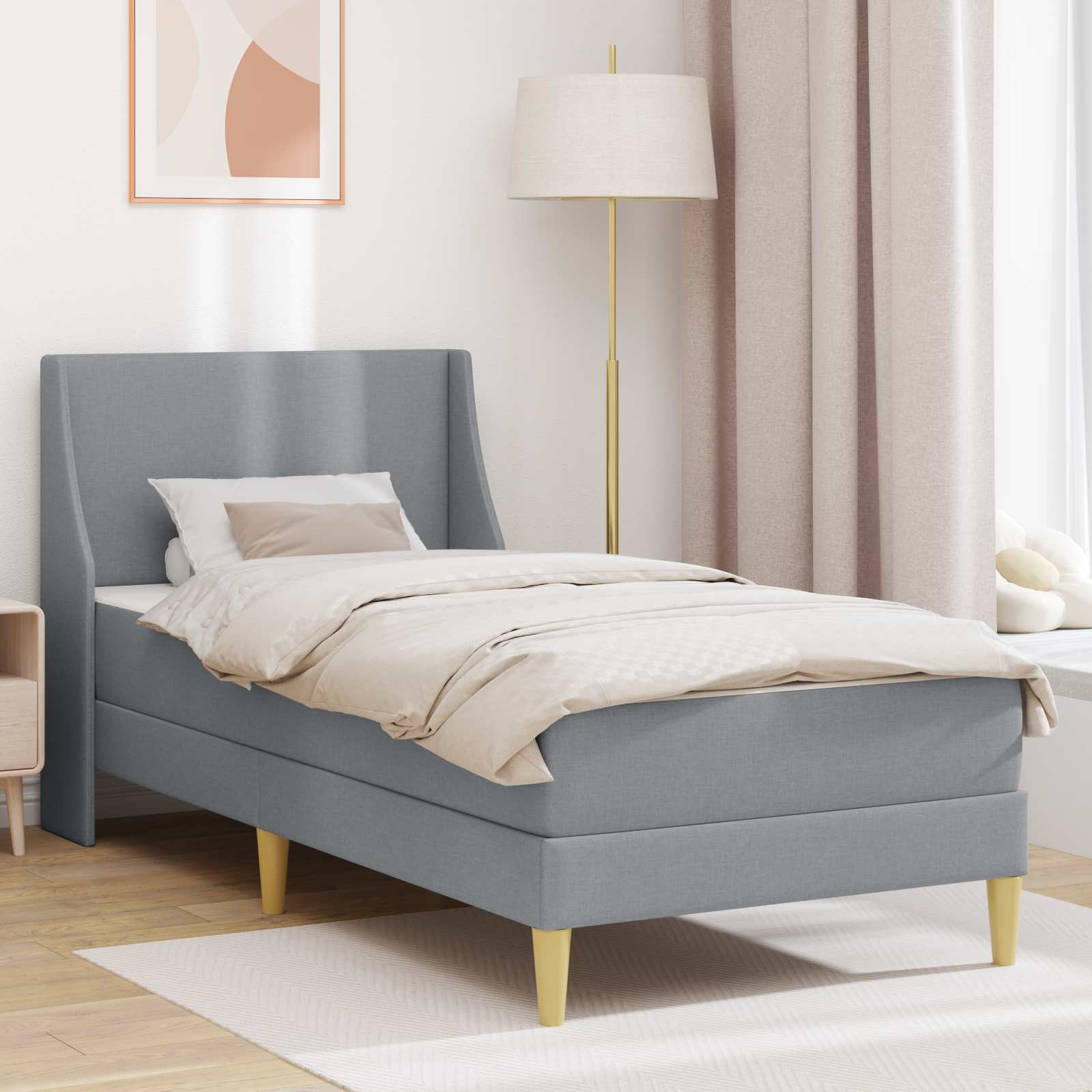 Okvir kreveta s madracem Svijetlo siva 90 x 200 cm Poliester
