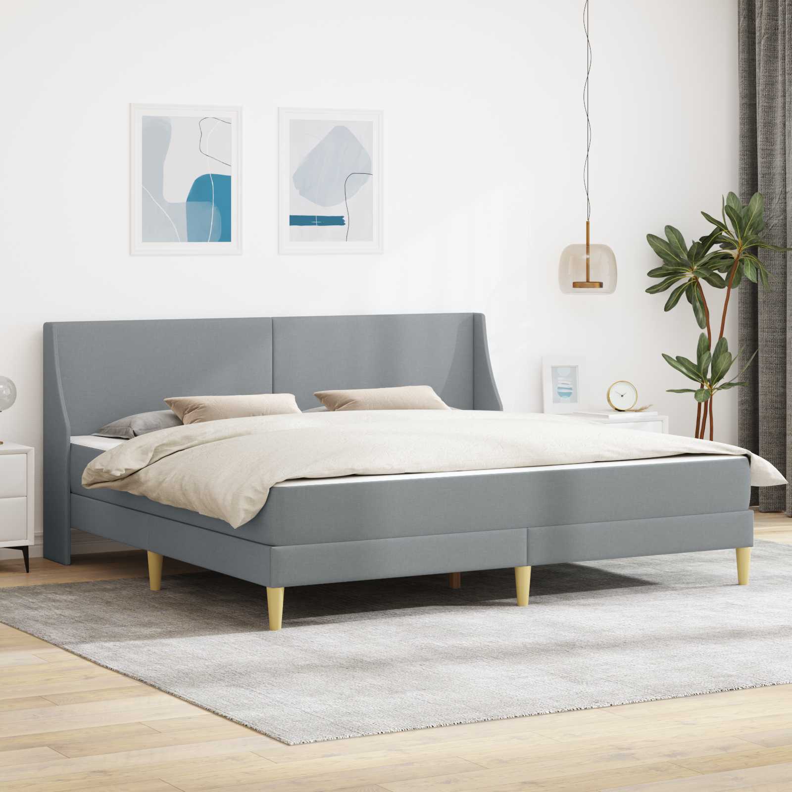 Okvir kreveta s madracem Svijetlo siva 200 x 200 cm Poliester
