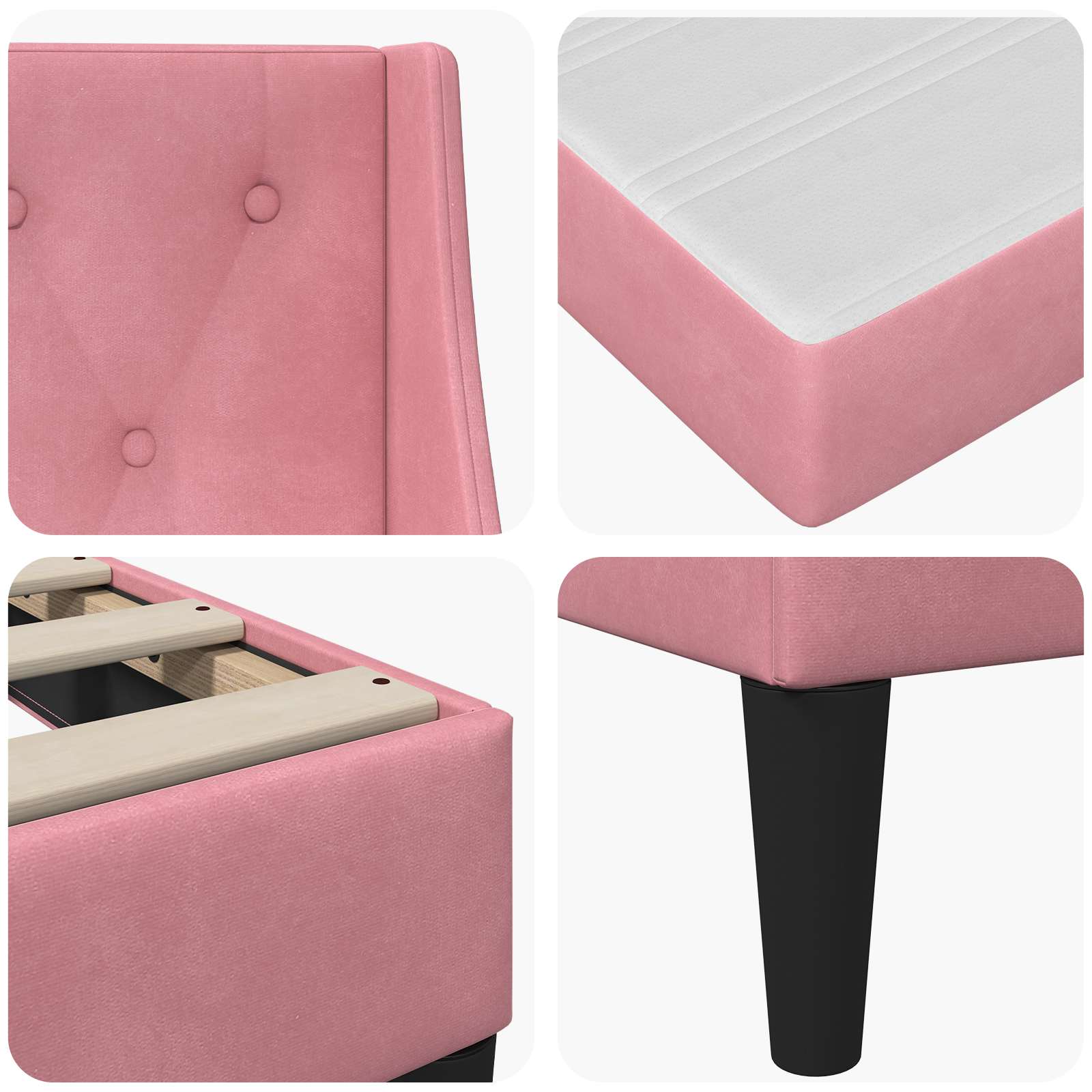 Okvir kreveta s madracem Ružičasta 120 x 200 cm Baršun