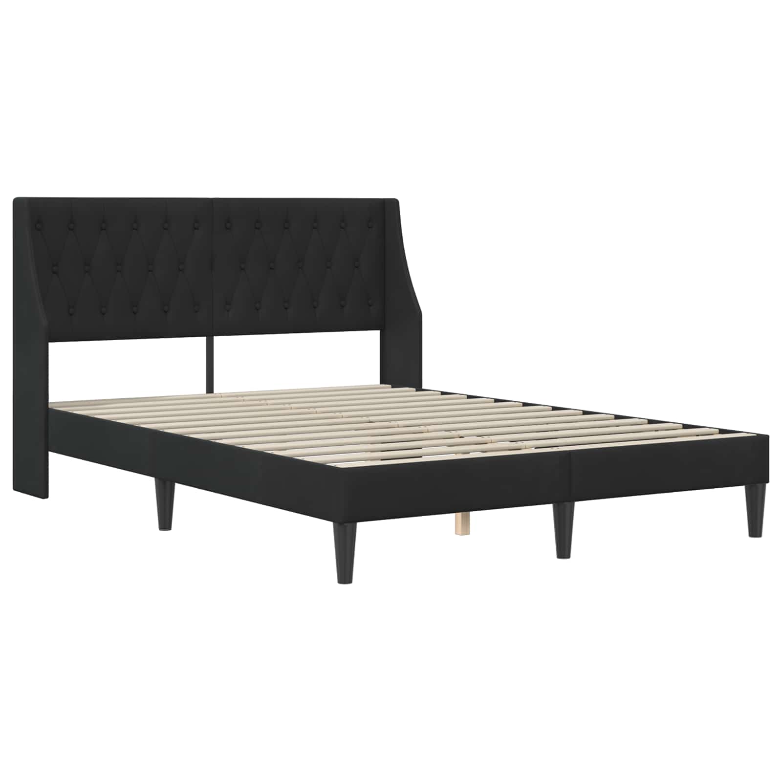 Okvir kreveta s madracem s madracem Crna 140 x 190 cm Baršun