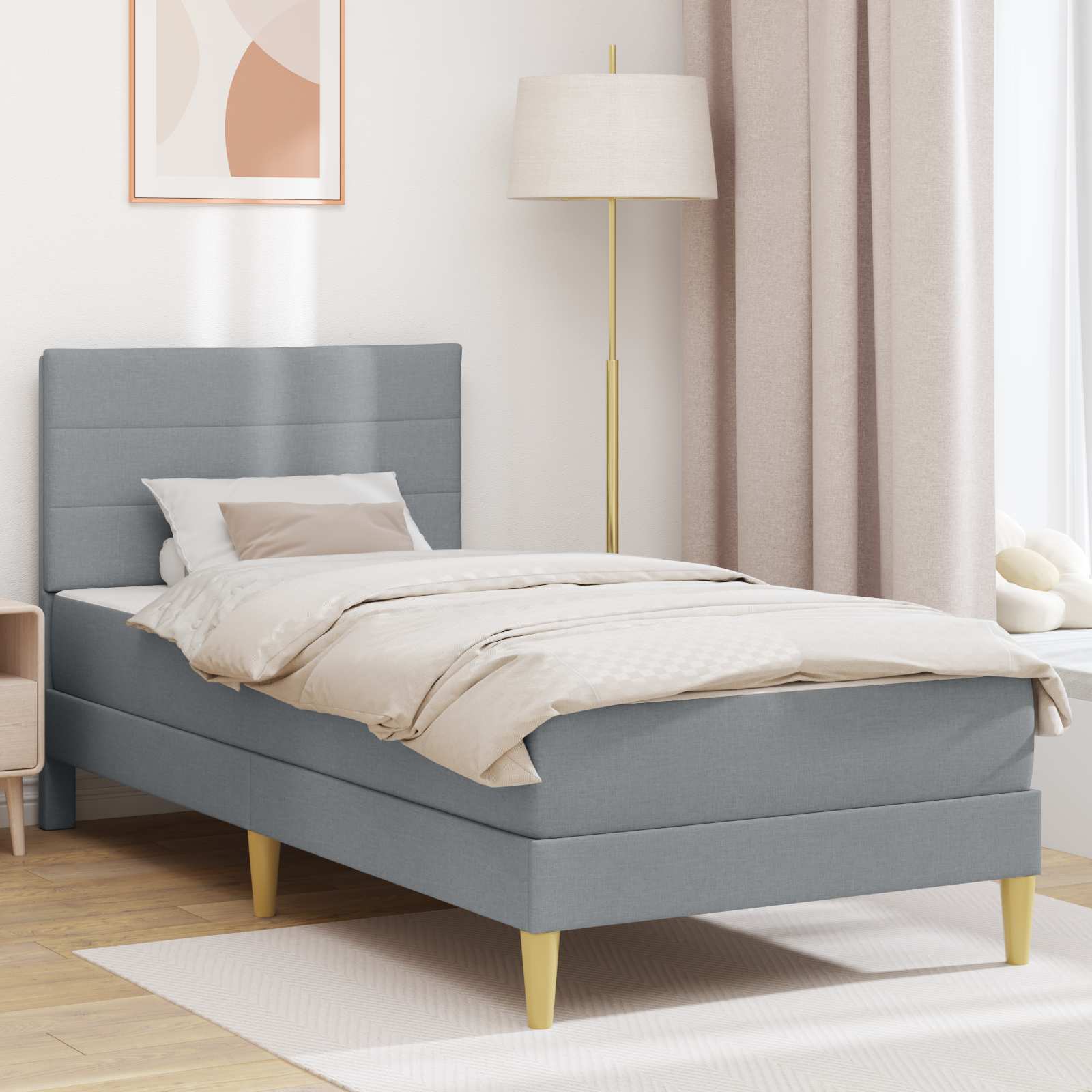 Krevetna konstrukcija Svijetlo siva 100 x 200 cm Poliester