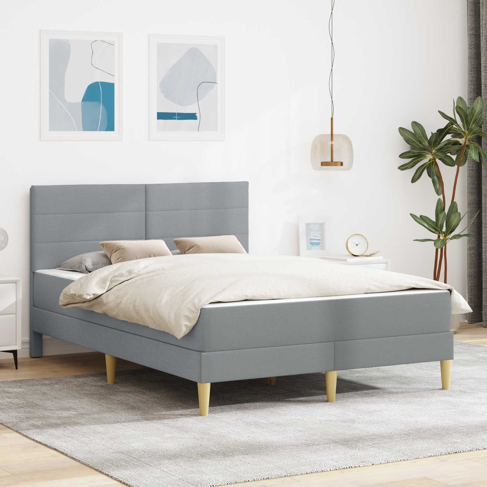 Krevetna konstrukcija Svijetlo siva 120 x 200 cm Poliester