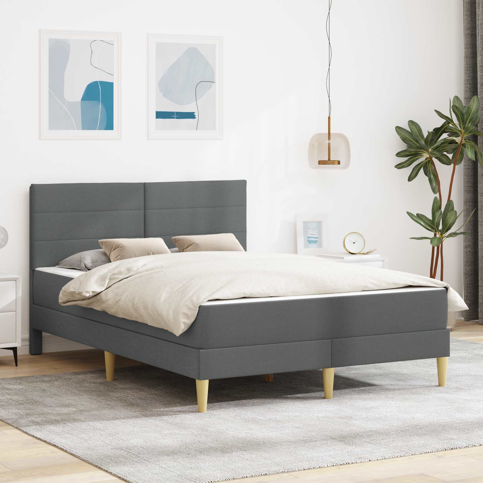 Krevetna konstrukcija Tamno siva 140 x 190 cm Poliester