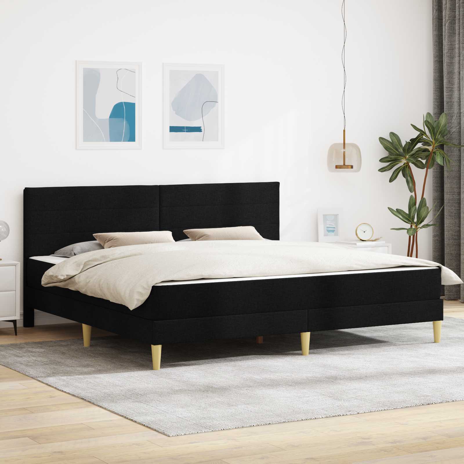 Krevetna konstrukcija Crna 180 x 200 cm Poliester