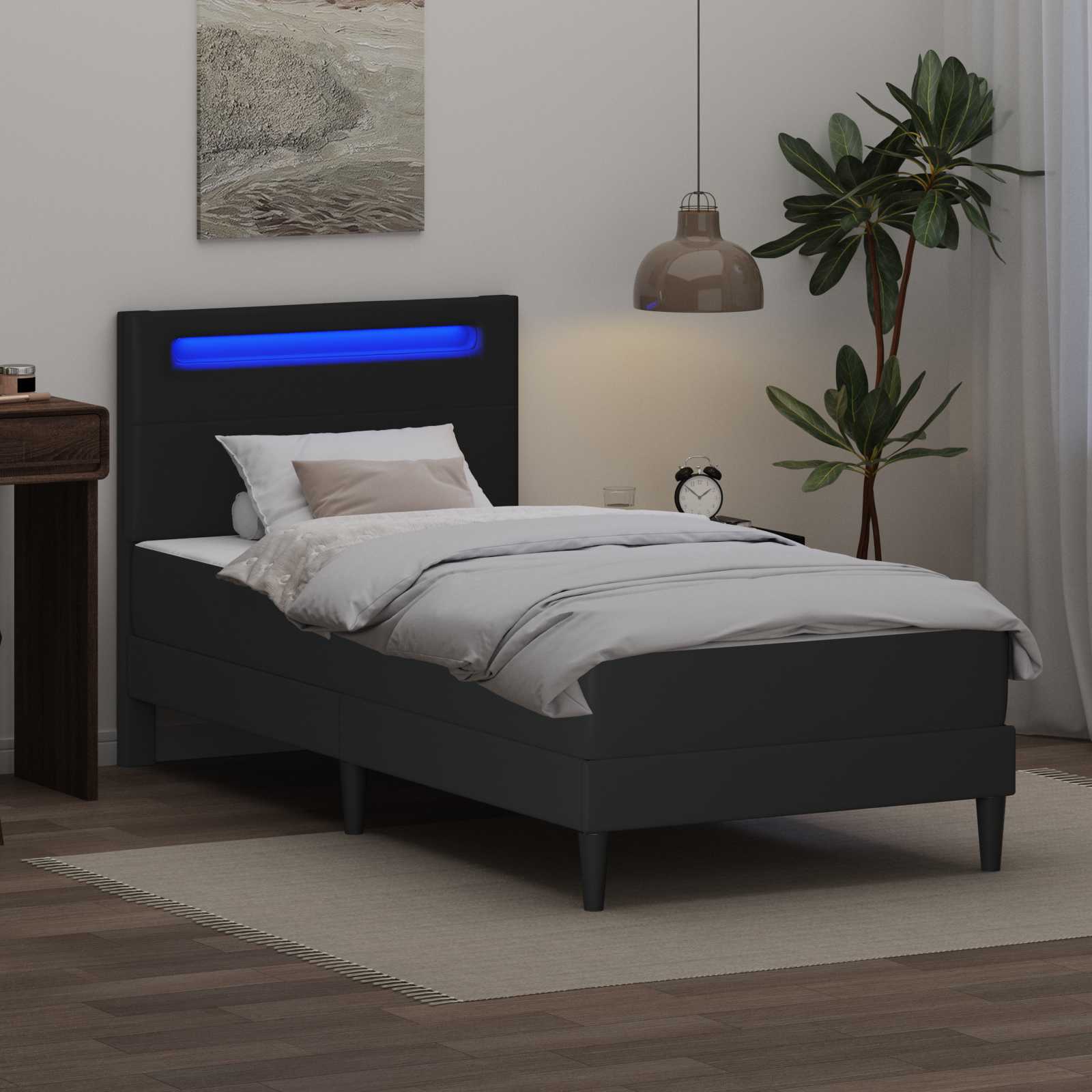Krevetna konstrukcija Crna 90 x 190 cm Umjetna koža