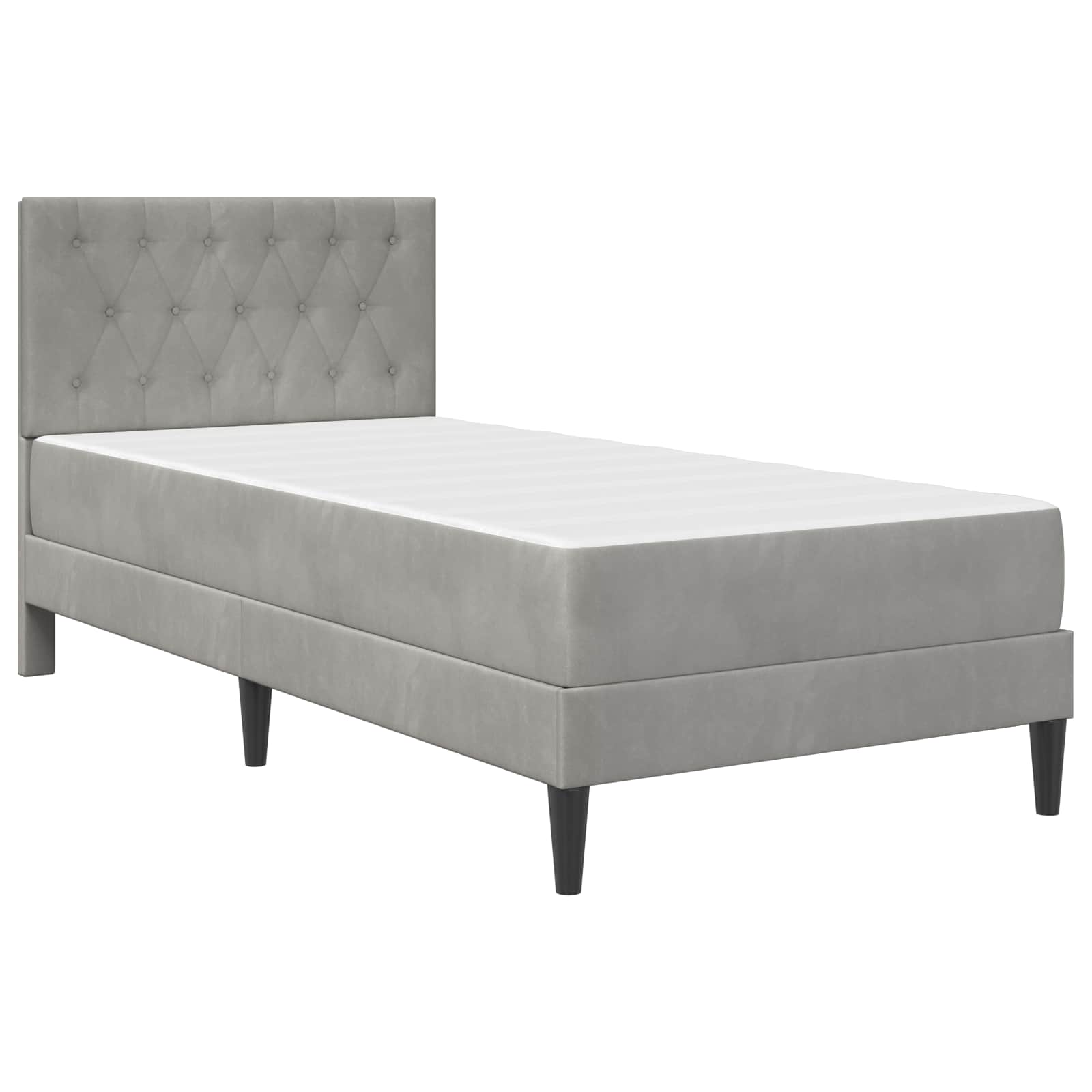 Okvir kreveta s madracem Svijetlo siva 90 x 190 cm Baršun