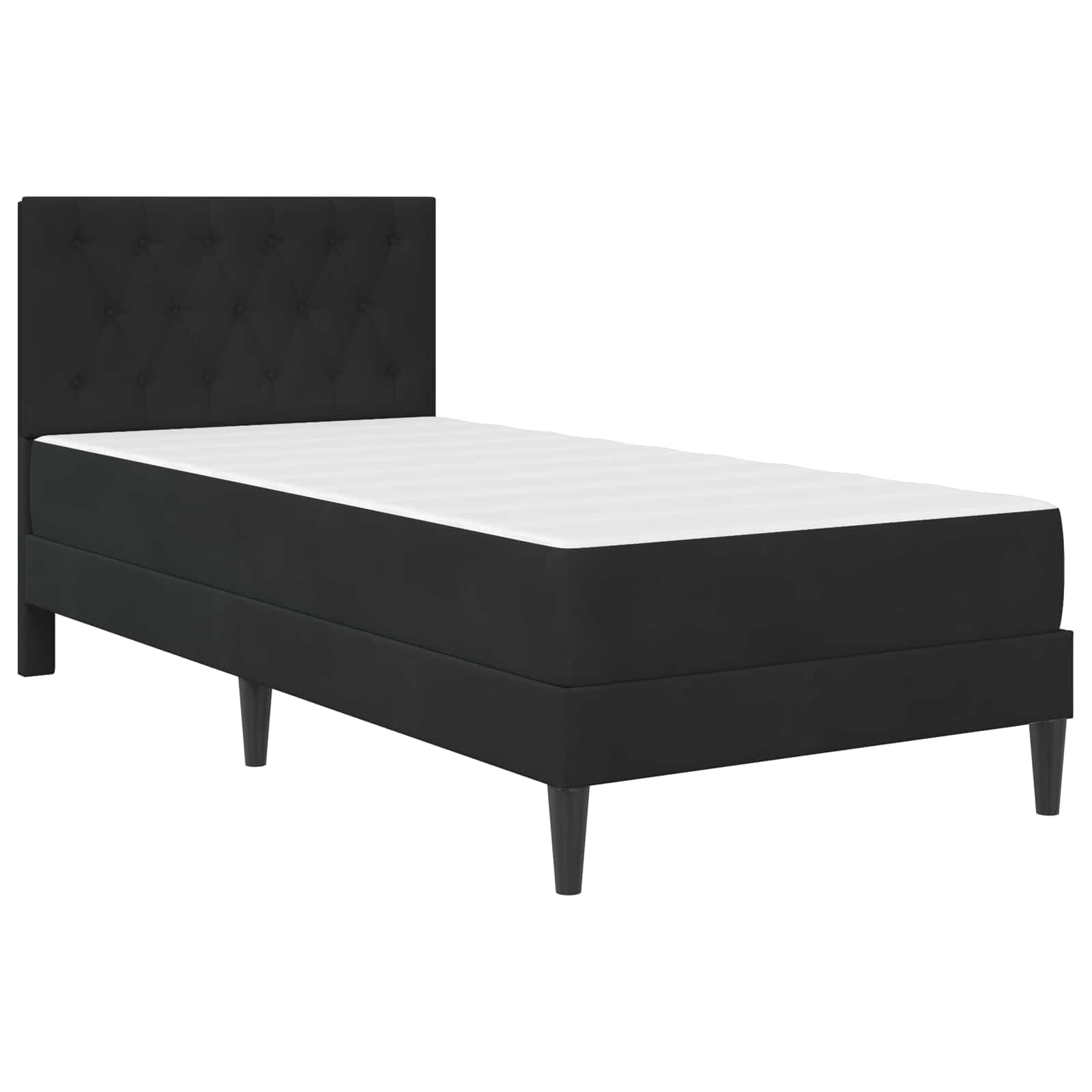 Okvir kreveta s madracem s uzglavljem Crna 90 x 190 cm Baršun