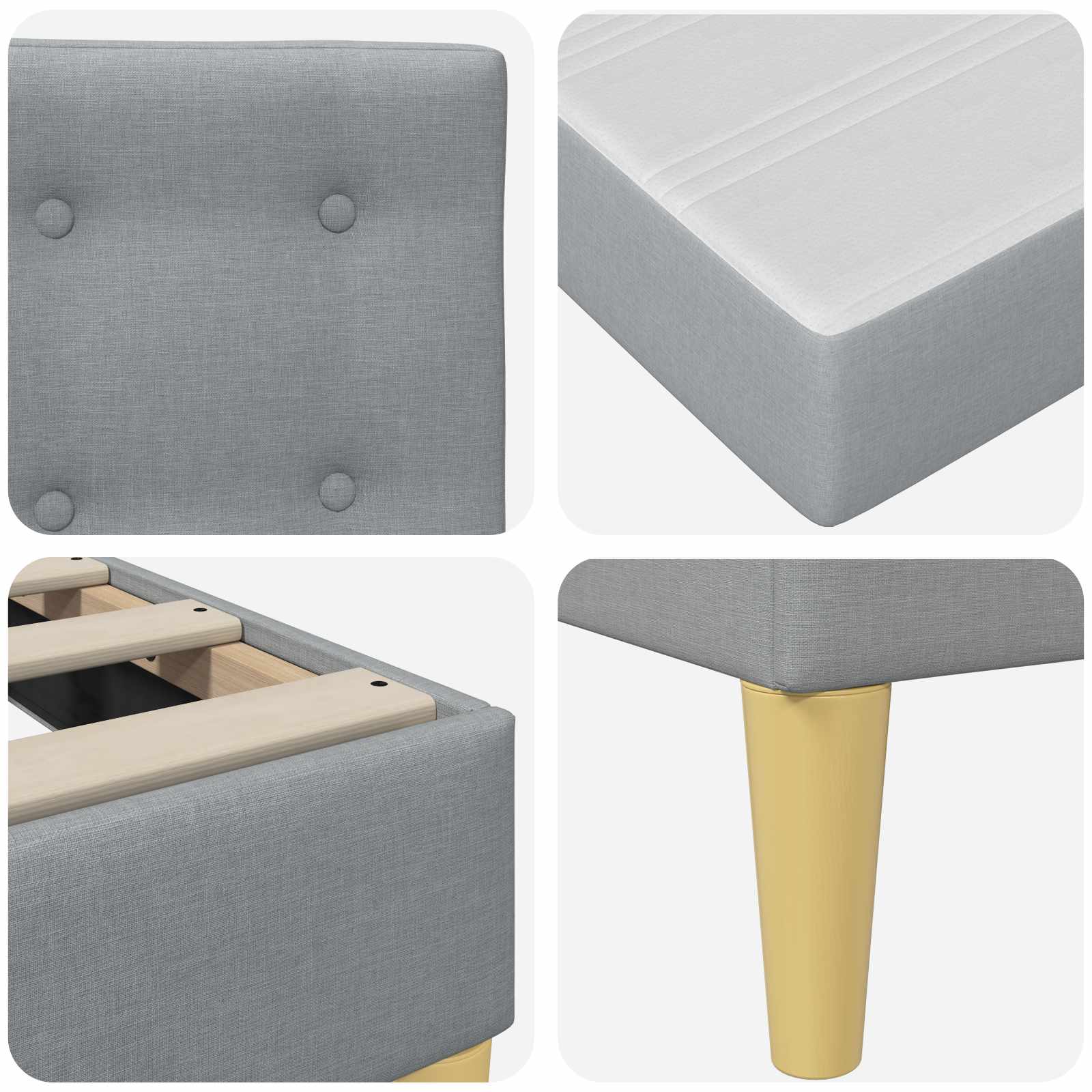 Okvir kreveta s madracem Svijetlo siva 200 x 200 cm tkanina