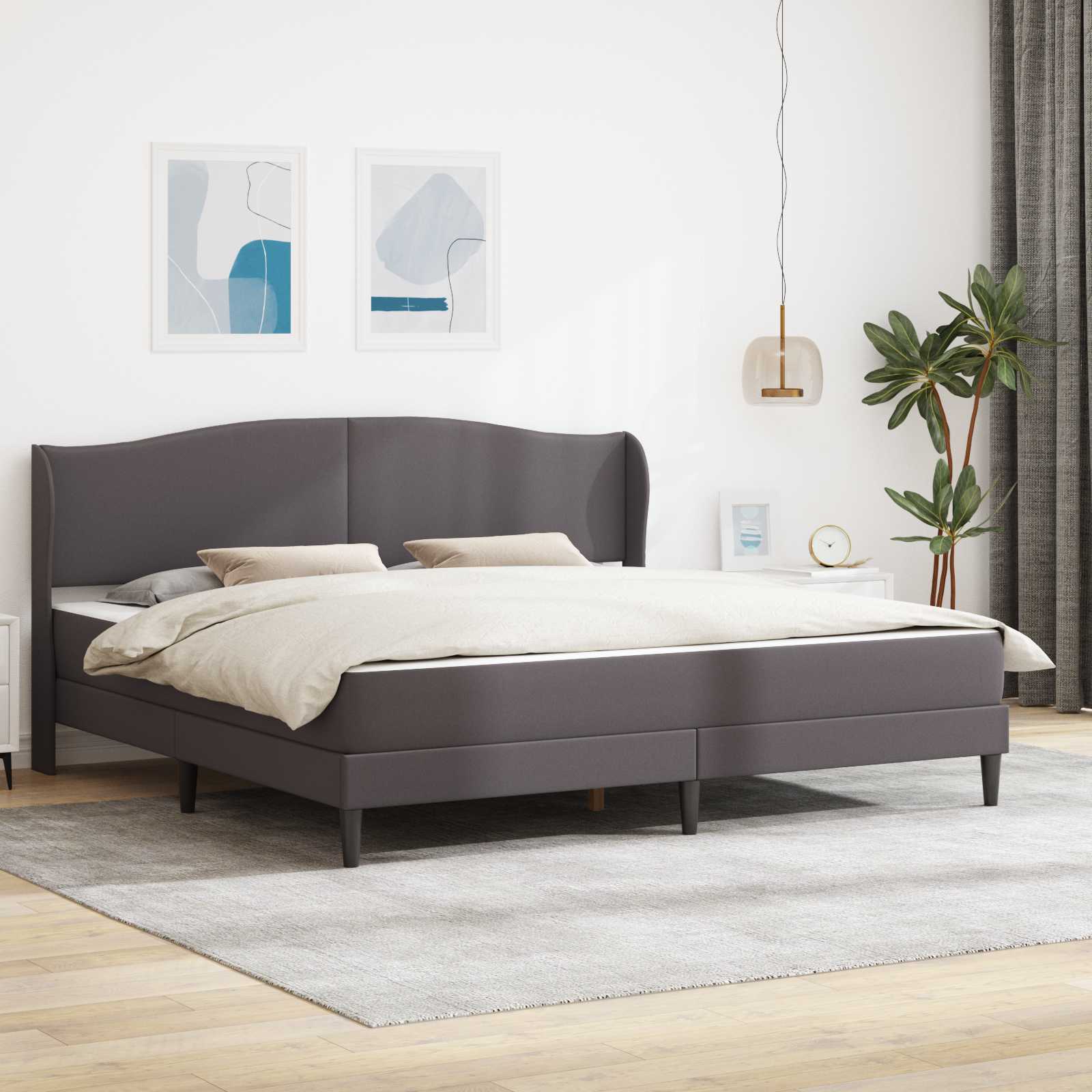 Krevetna konstrukcija Siva 200 x 200 cm Umjetna koža