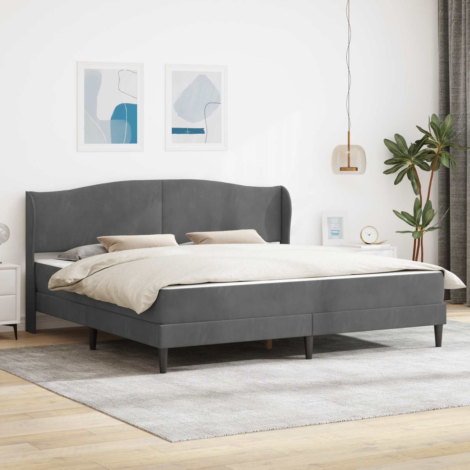 Krevetna konstrukcija Tamnosiva 200 x 200 cm Baršun