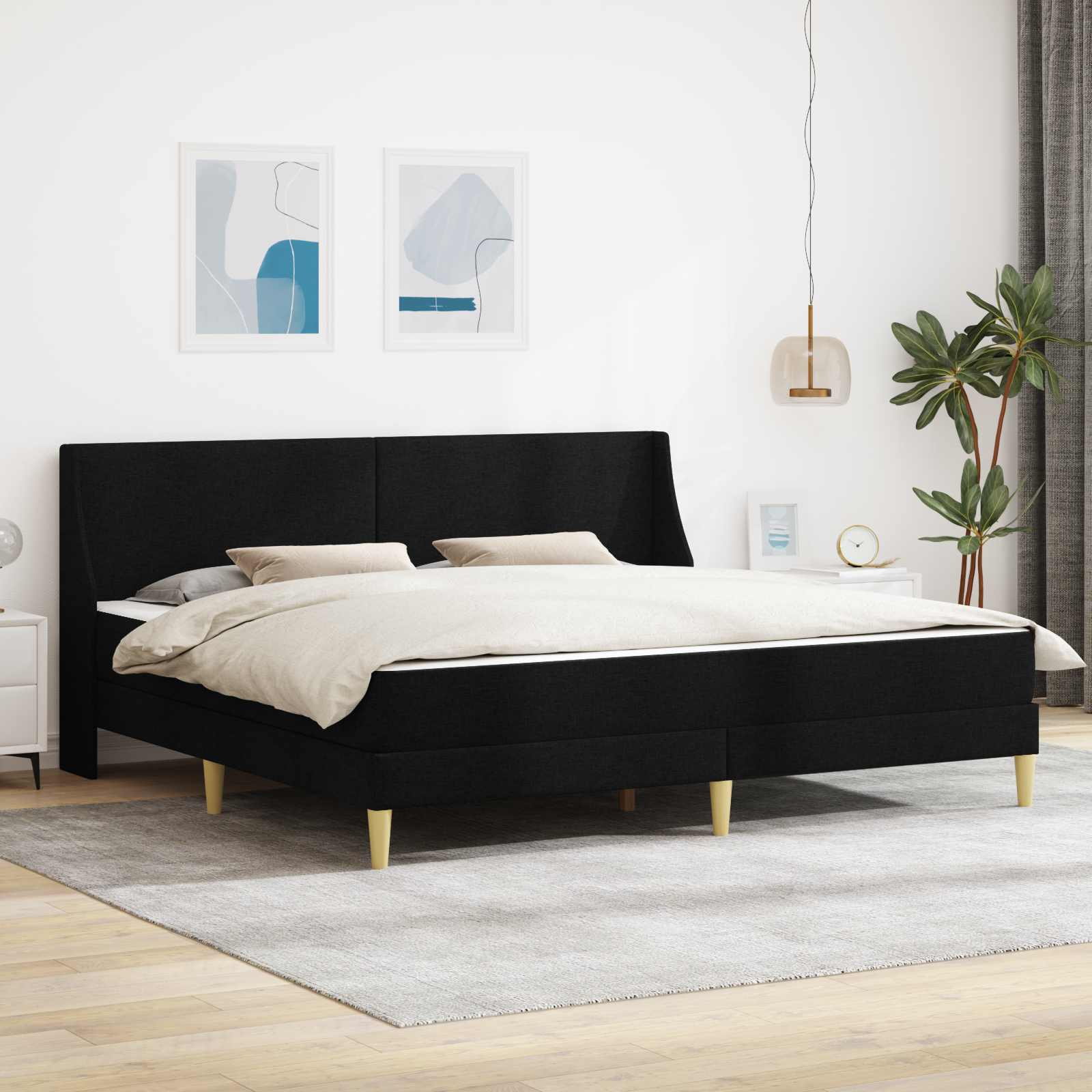 Okvir kreveta s madracem s uzglavljem Crna 180 x 200 cm tkanina