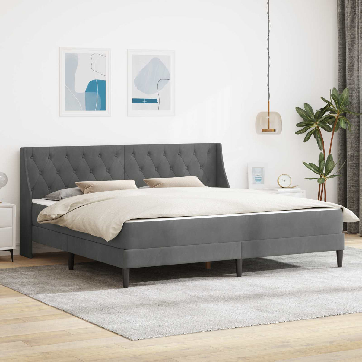 Okvir kreveta s madracem Tamno siva 180 x 200 cm Baršun