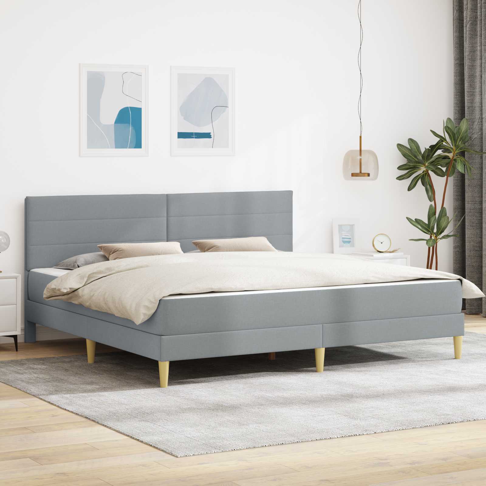 Okvir kreveta s madracem Svijetlo siva 180 x 200 cm tkanina