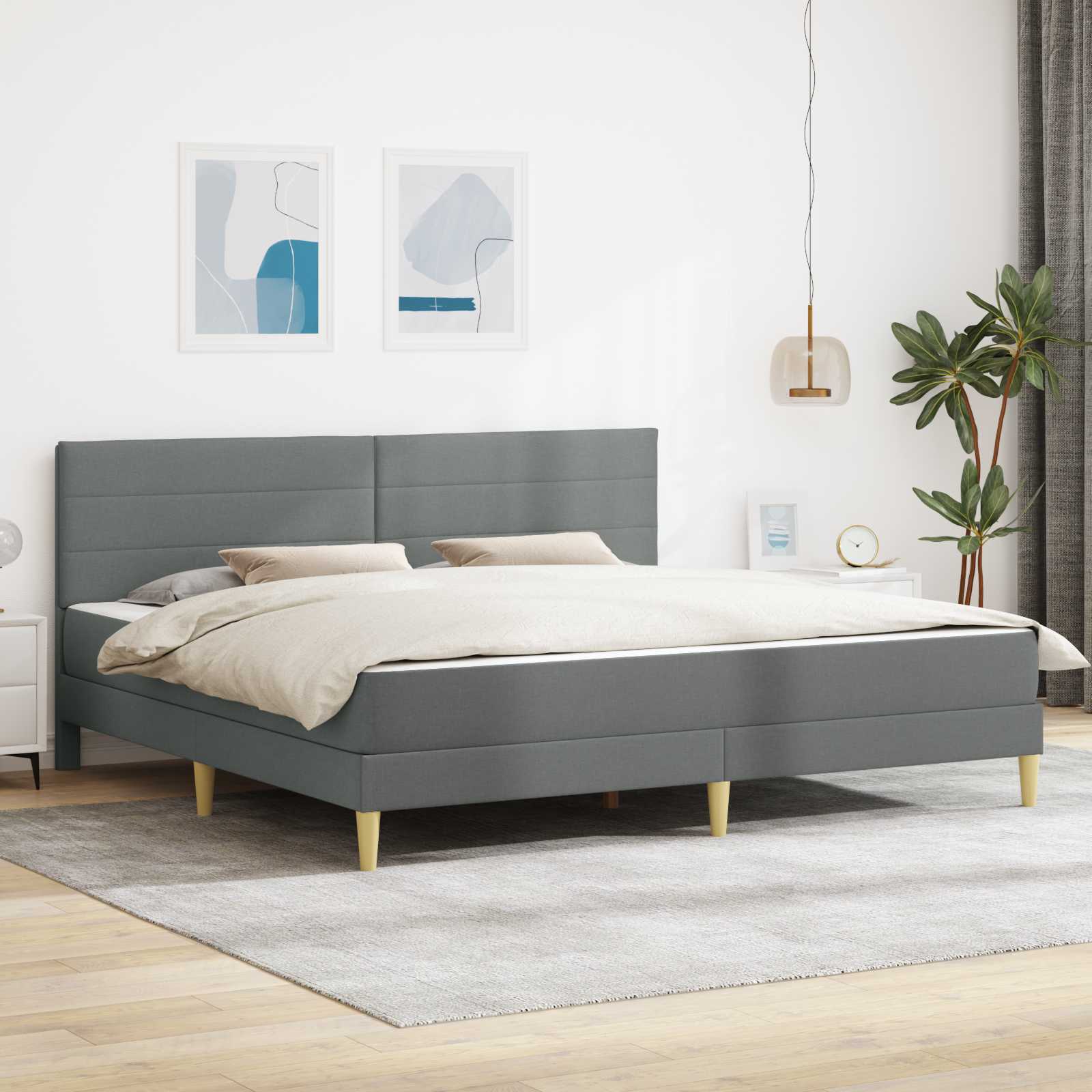 Okvir kreveta s madracem Tamno siva 180 x 200 cm tkanina