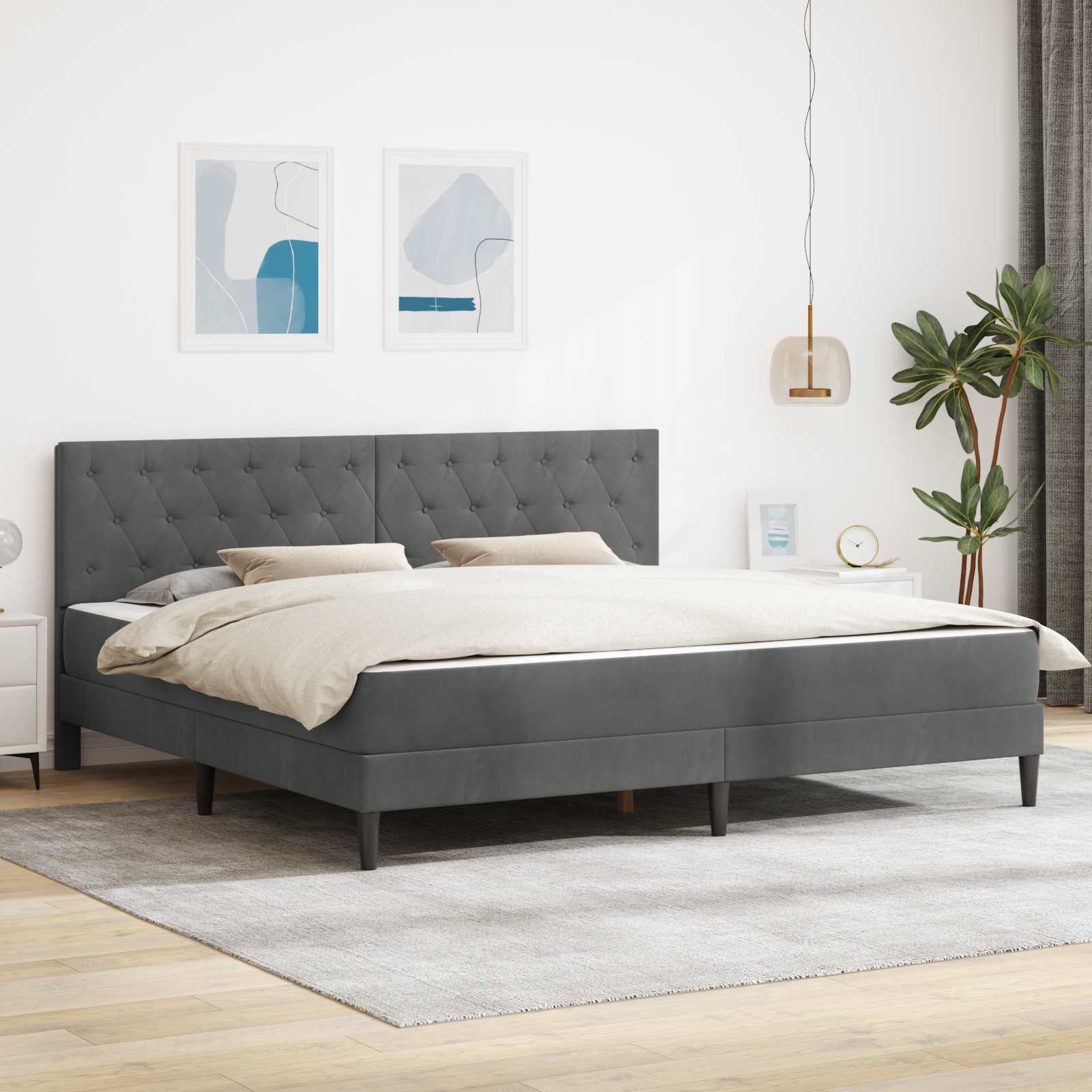 Okvir kreveta s madracem Tamno siva 180 x 200 cm Baršun