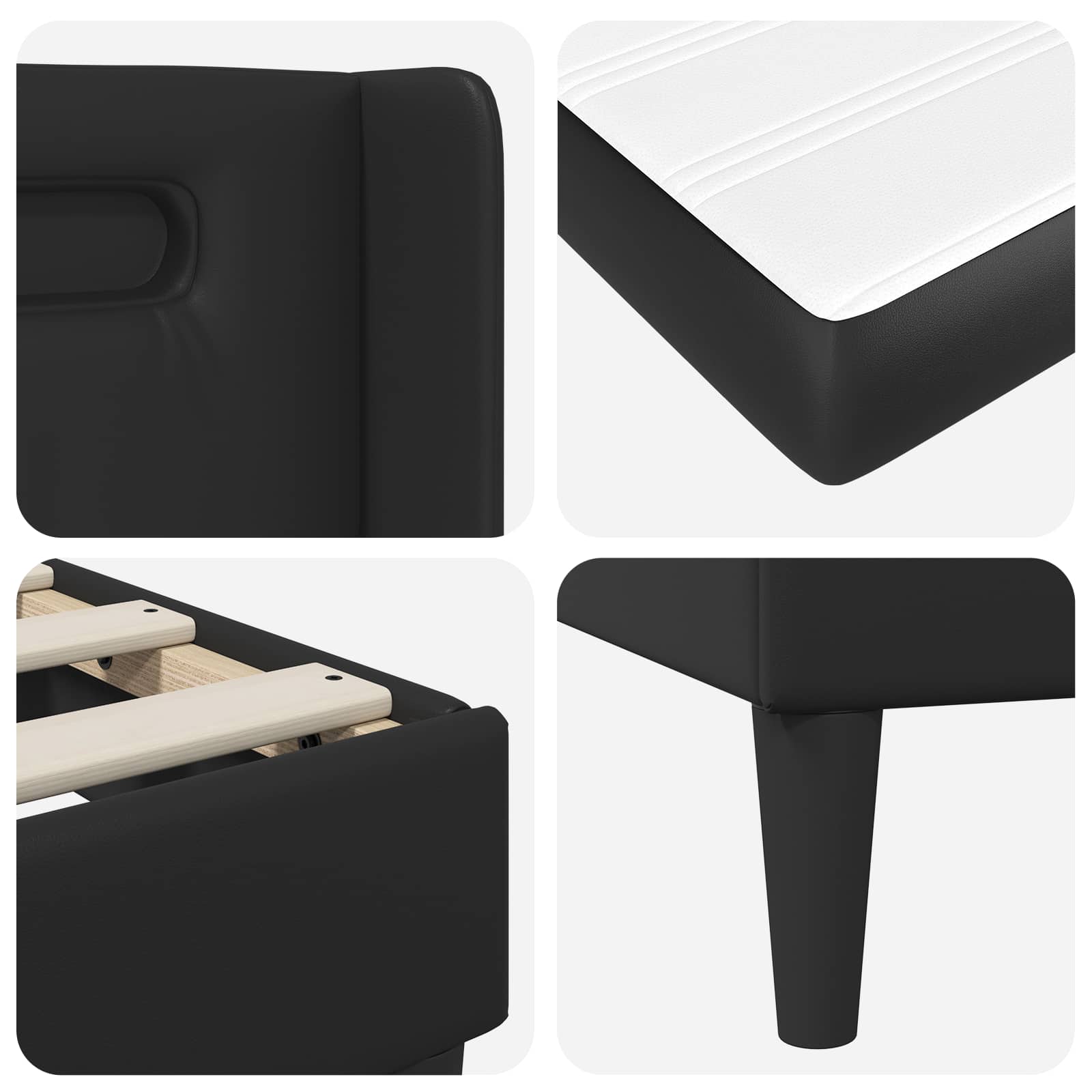 Okvir kreveta s madracem Crna 90 x 190 cm Lažna koža
