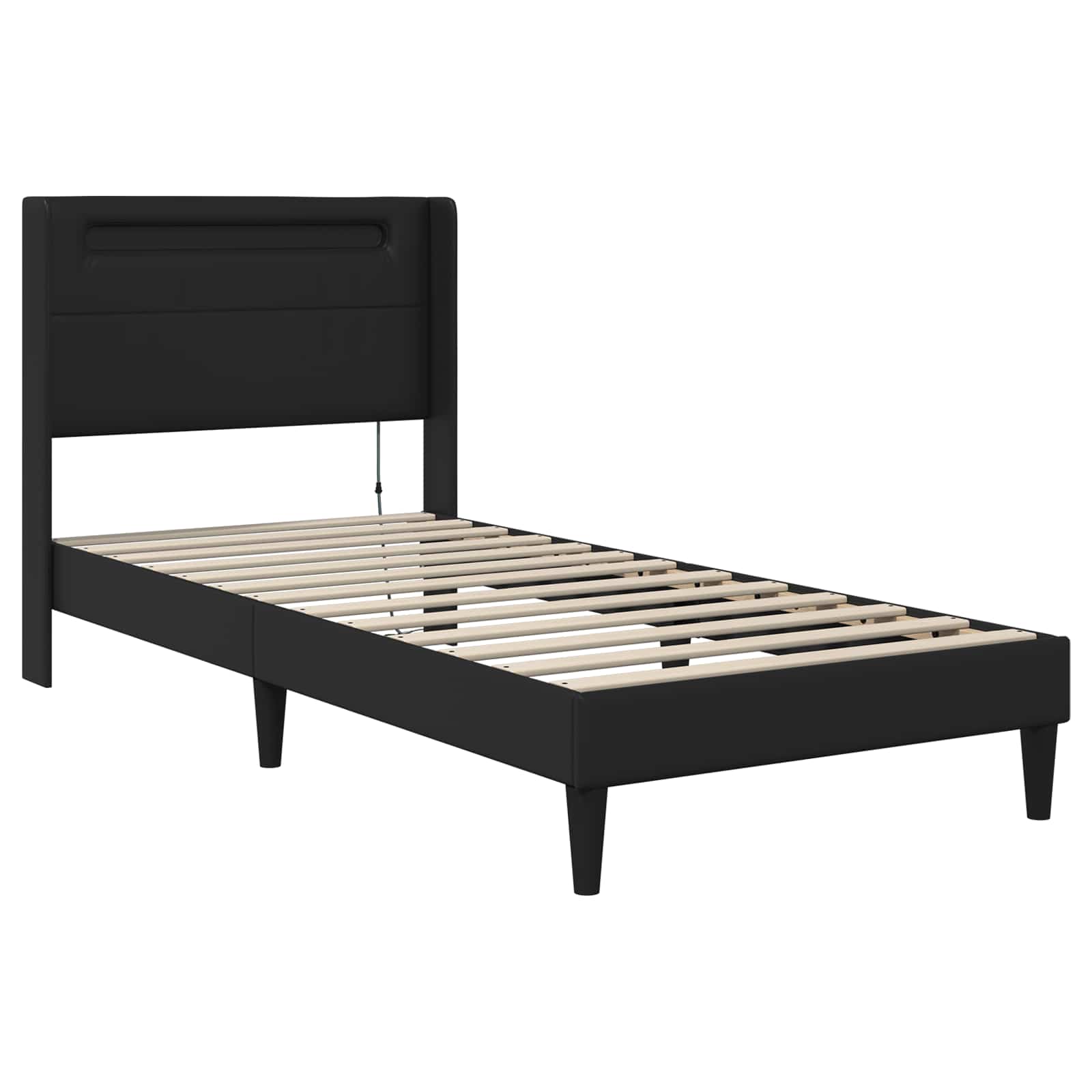 Okvir kreveta s madracem Crna 90 x 190 cm Lažna koža